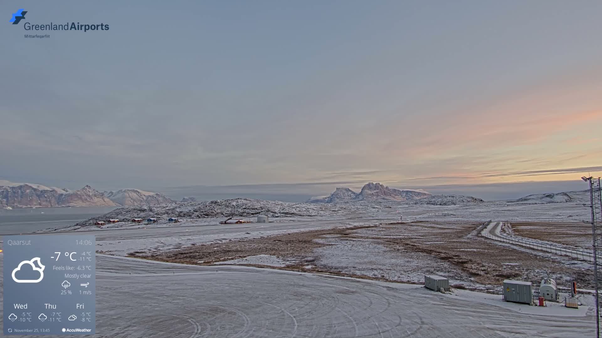 Qaarsut Airport (Mittarfik Qaarsut) East Towards View Live Cam JQA / BGUQ  - Qaarsut, Avannaata, Greenland, Denmark
