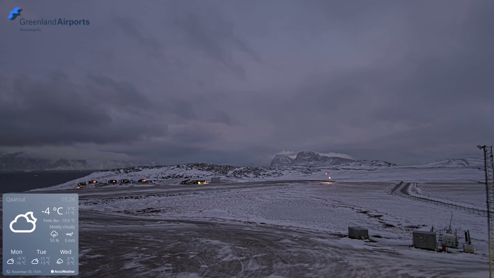 Qaarsut Airport (Mittarfik Qaarsut) East Towards View Live Cam JQA / BGUQ  - Qaarsut, Avannaata, Greenland, Denmark