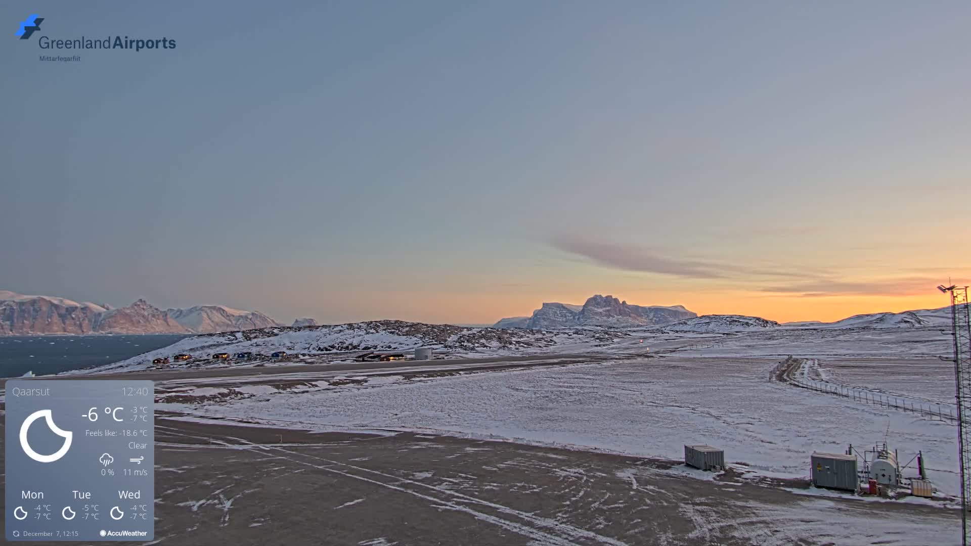 Qaarsut Airport (Mittarfik Qaarsut) East Towards View Live Cam JQA / BGUQ  - Qaarsut, Avannaata, Greenland, Denmark