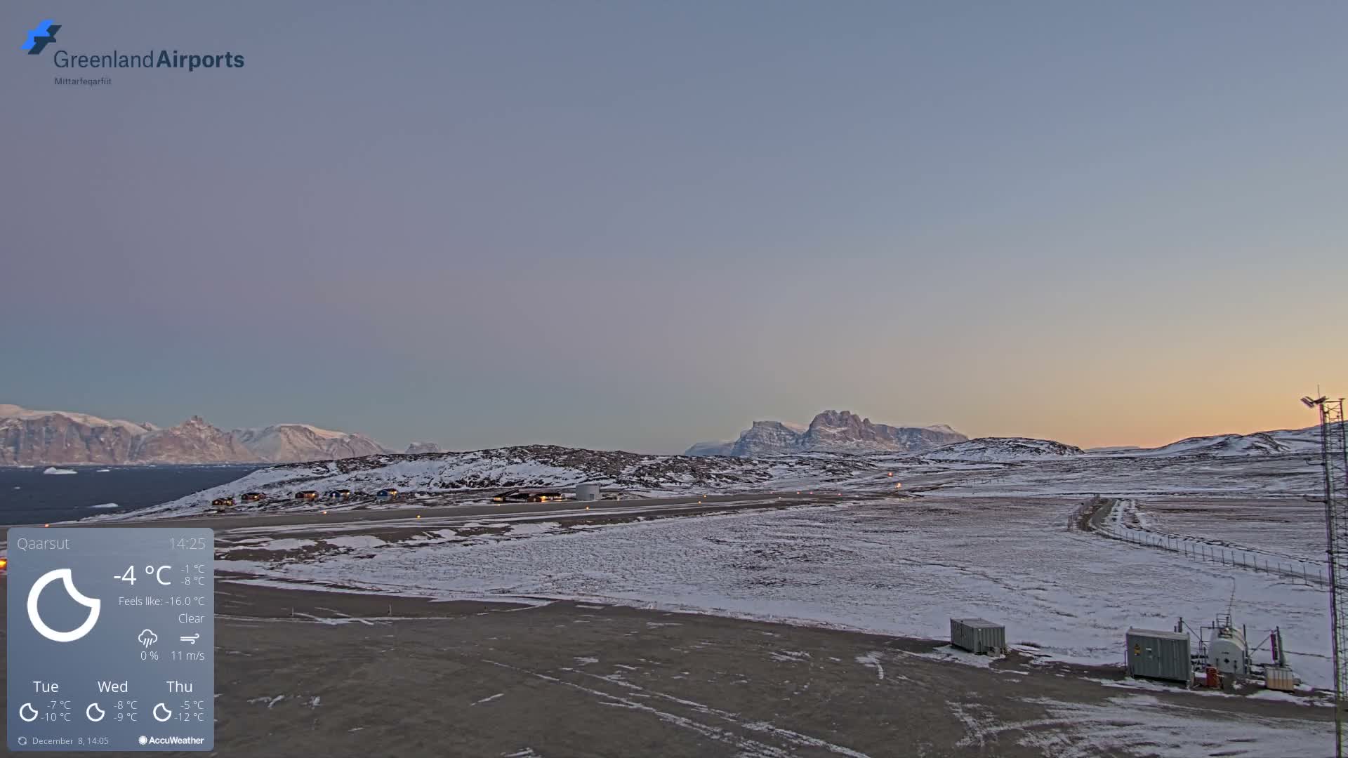 Qaarsut Airport (Mittarfik Qaarsut) East Towards View Live Cam JQA / BGUQ  - Qaarsut, Avannaata, Greenland, Denmark