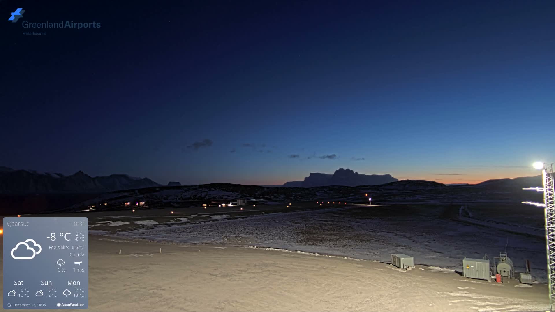 Qaarsut Airport (Mittarfik Qaarsut) East Towards View Live Cam JQA / BGUQ  - Qaarsut, Avannaata, Greenland, Denmark