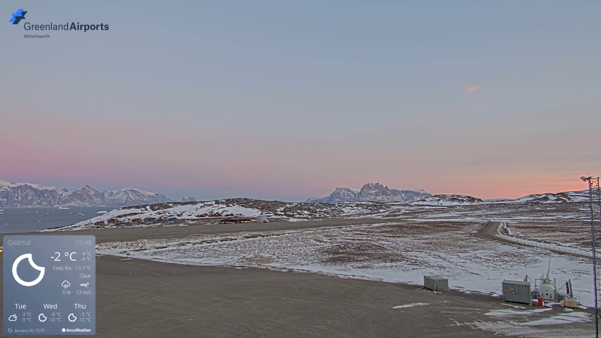 Qaarsut Airport (Mittarfik Qaarsut) East Towards View Live Cam JQA / BGUQ  - Qaarsut, Avannaata, Greenland, Denmark
