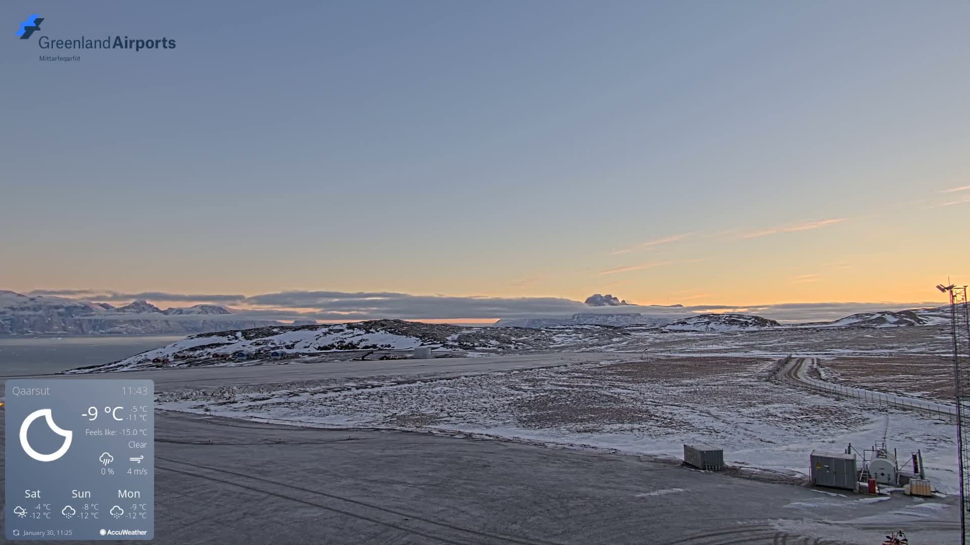 Qaarsut Airport (Mittarfik Qaarsut) East Towards View Live Cam JQA / BGUQ  - Qaarsut, Avannaata, Greenland, Denmark