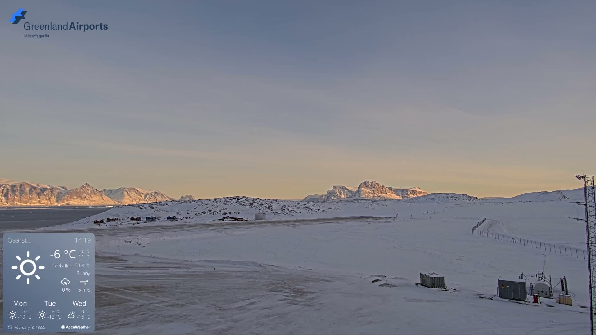 Qaarsut Airport (Mittarfik Qaarsut) East Towards View Live Cam JQA / BGUQ  - Qaarsut, Avannaata, Greenland, Denmark