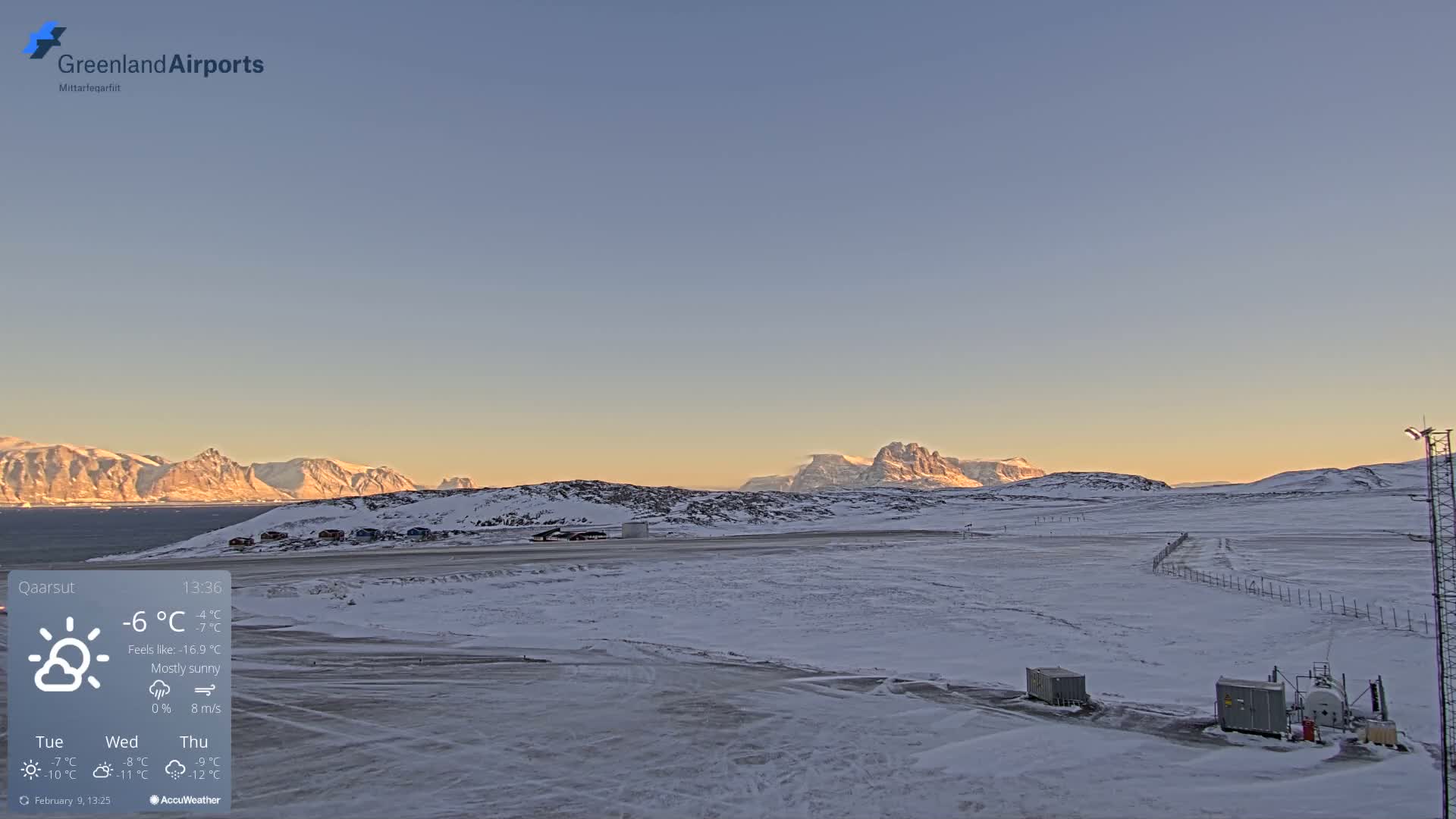 Qaarsut Airport (Mittarfik Qaarsut) East Towards View Live Cam JQA / BGUQ  - Qaarsut, Avannaata, Greenland, Denmark