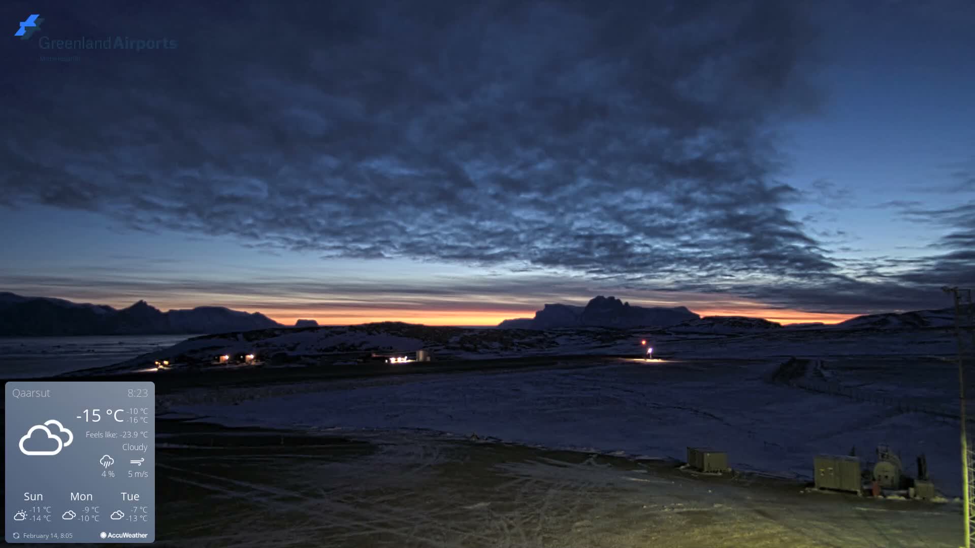 Qaarsut Airport (Mittarfik Qaarsut) East Towards View Live Cam JQA / BGUQ  - Qaarsut, Avannaata, Greenland, Denmark