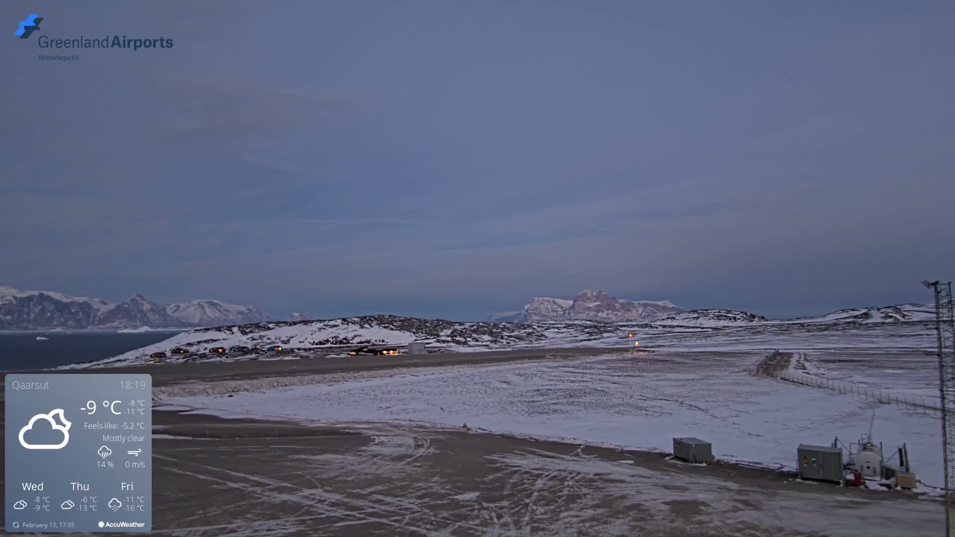Qaarsut Airport (Mittarfik Qaarsut) East Towards View Live Cam JQA / BGUQ  - Qaarsut, Avannaata, Greenland, Denmark