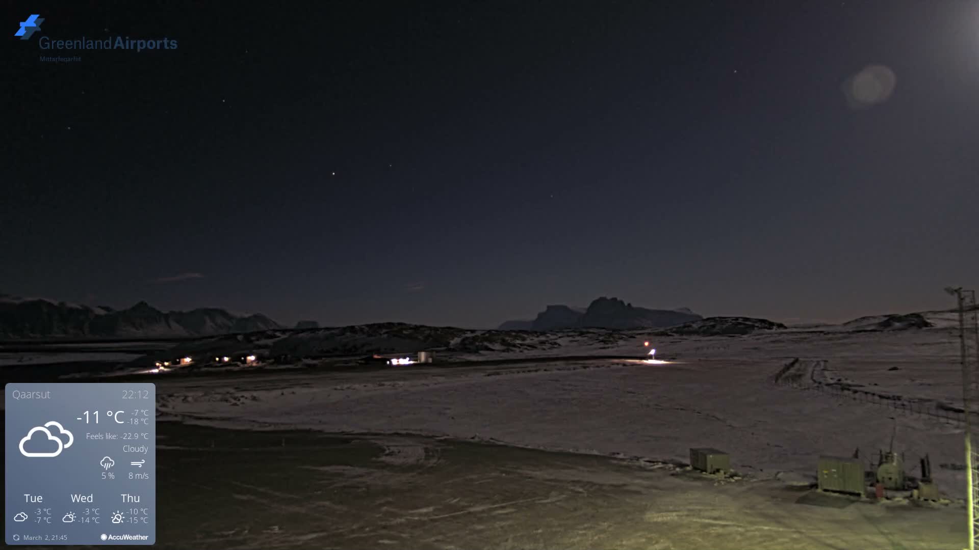 Qaarsut Airport (Mittarfik Qaarsut) East Towards View Live Cam JQA / BGUQ  - Qaarsut, Avannaata, Greenland, Denmark