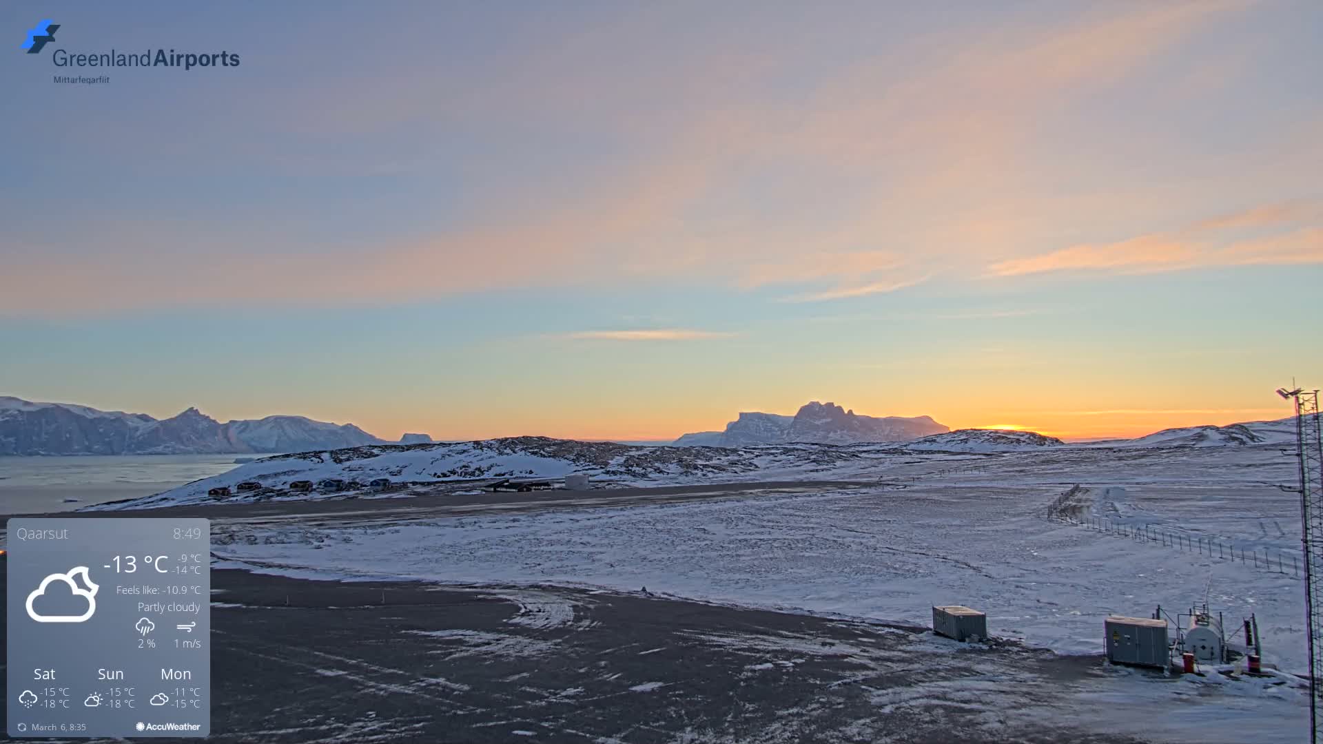Qaarsut Airport (Mittarfik Qaarsut) East Towards View Live Cam JQA / BGUQ  - Qaarsut, Avannaata, Greenland, Denmark