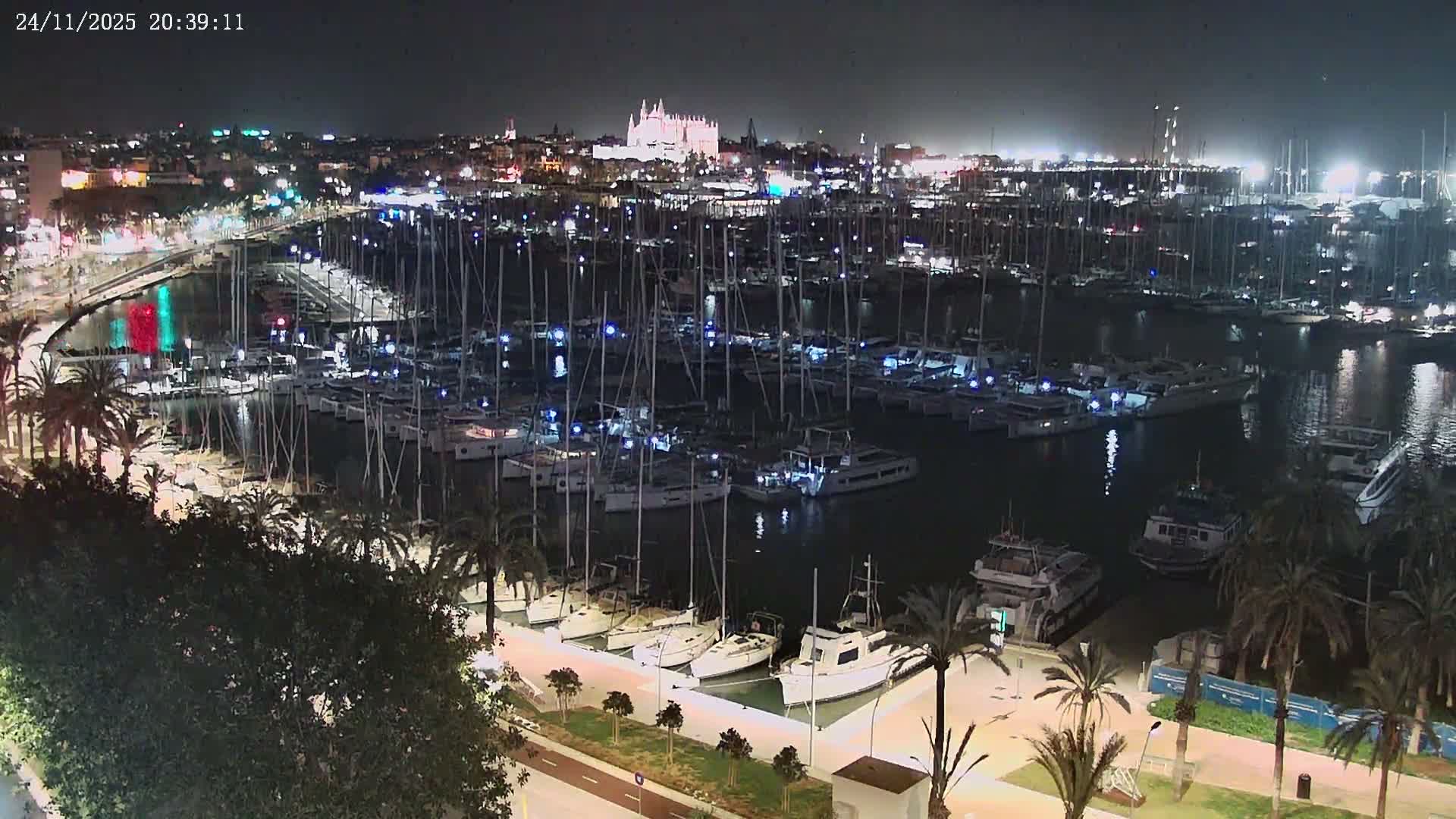 Palma de Mallorca, Paseo Maritimo (Av. de Gabriel Roca) & Marina Port de Mallorca Live Cam -Son Armadams, Ponent Discrict, Palma de Mallorca, Balearic Island, Spain