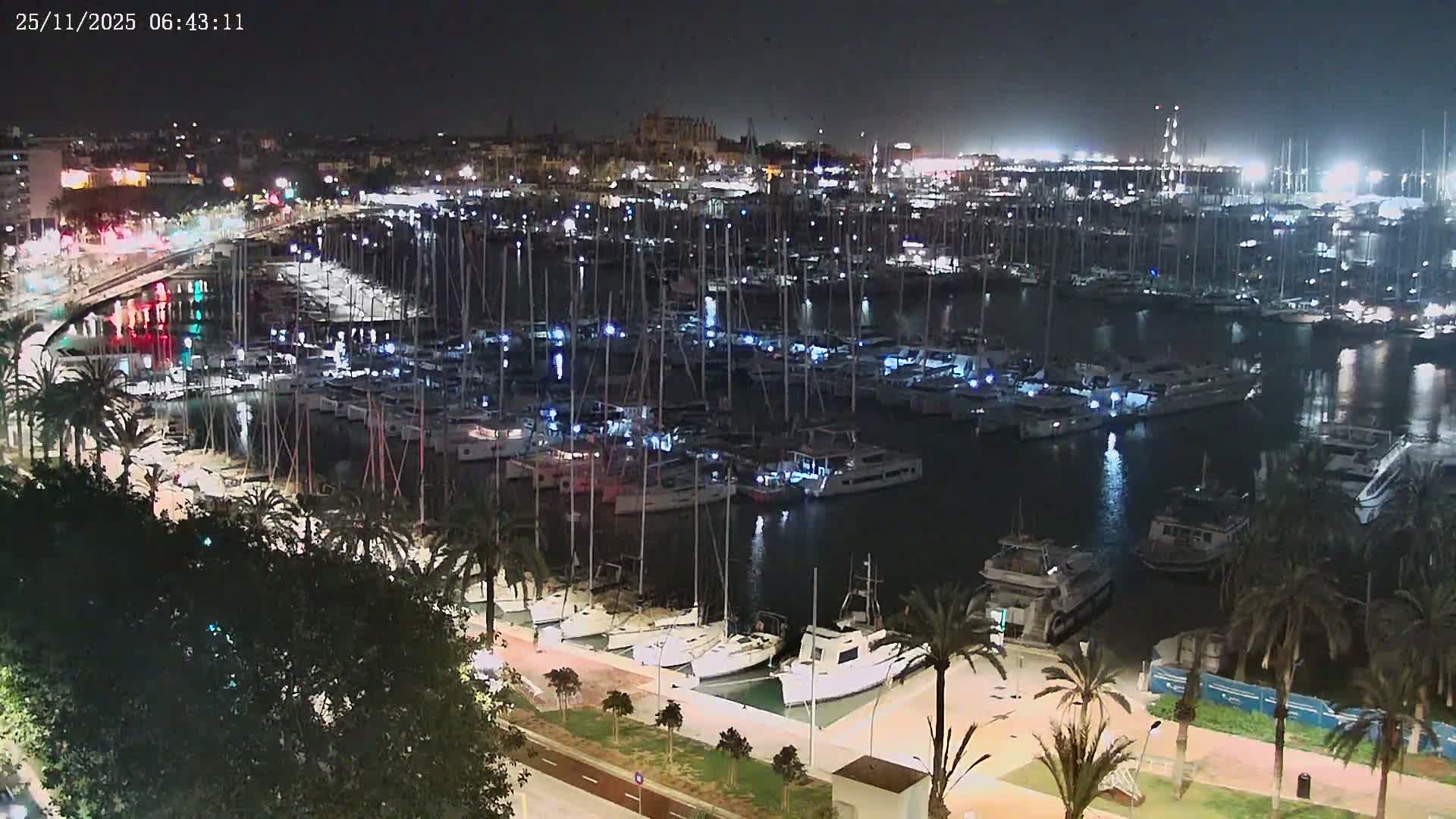 Palma de Mallorca, Paseo Maritimo (Av. de Gabriel Roca) & Marina Port de Mallorca Live Cam -Son Armadams, Ponent Discrict, Palma de Mallorca, Balearic Island, Spain