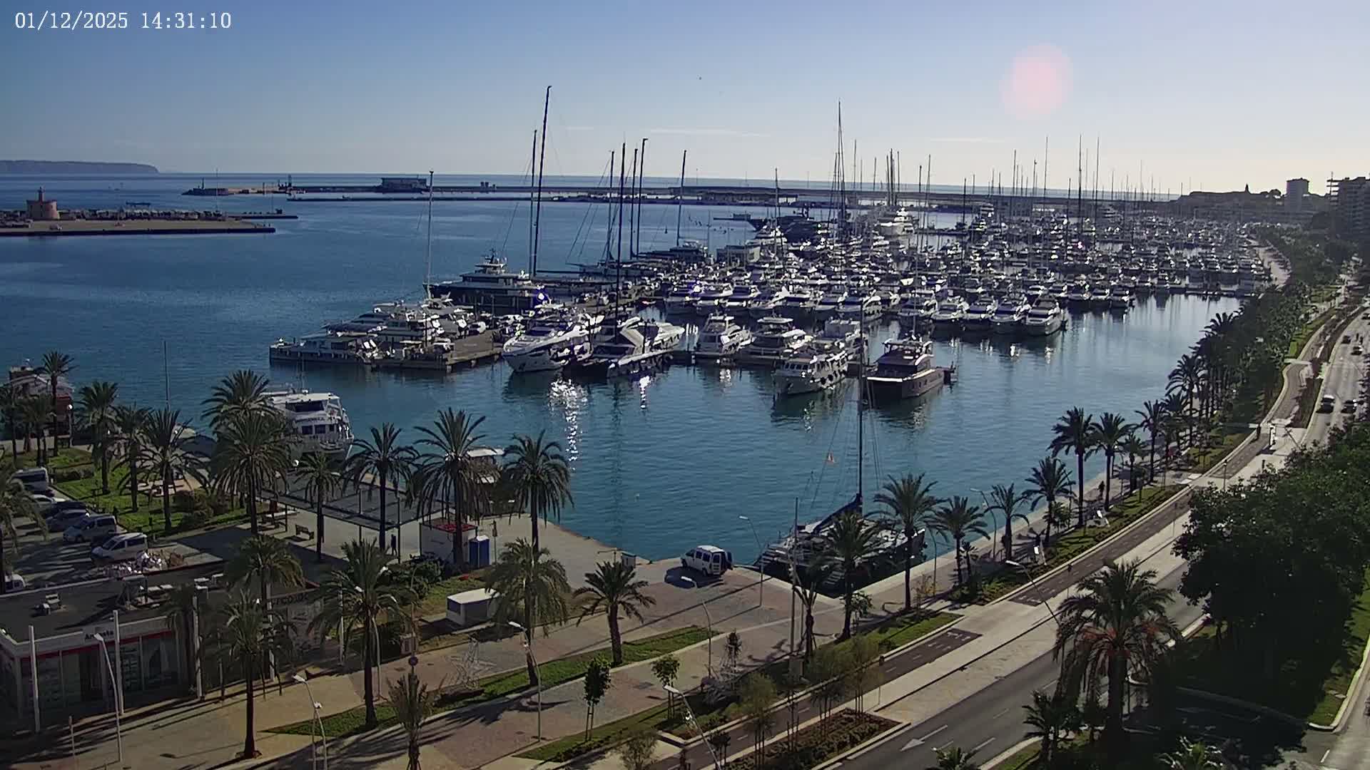 Palma de Mallorca, Paseo Maritimo (Av. de Gabriel Roca) & Marina Port de Mallorca Live Cam -Son Armadams, Ponent Discrict, Palma de Mallorca, Balearic Island, Spain