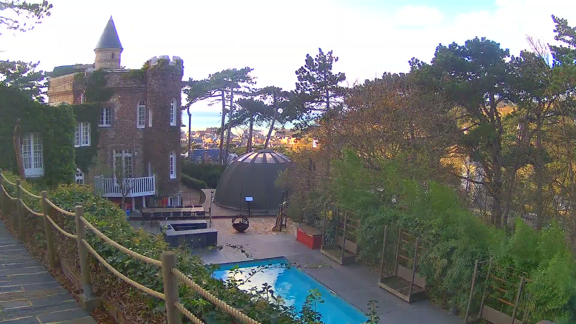 Etretat Commune Silhouette from  Le Domaine Saint-Clair Live Cam - Etretat, Le Havre, Seine-Maritime, Normandie, France