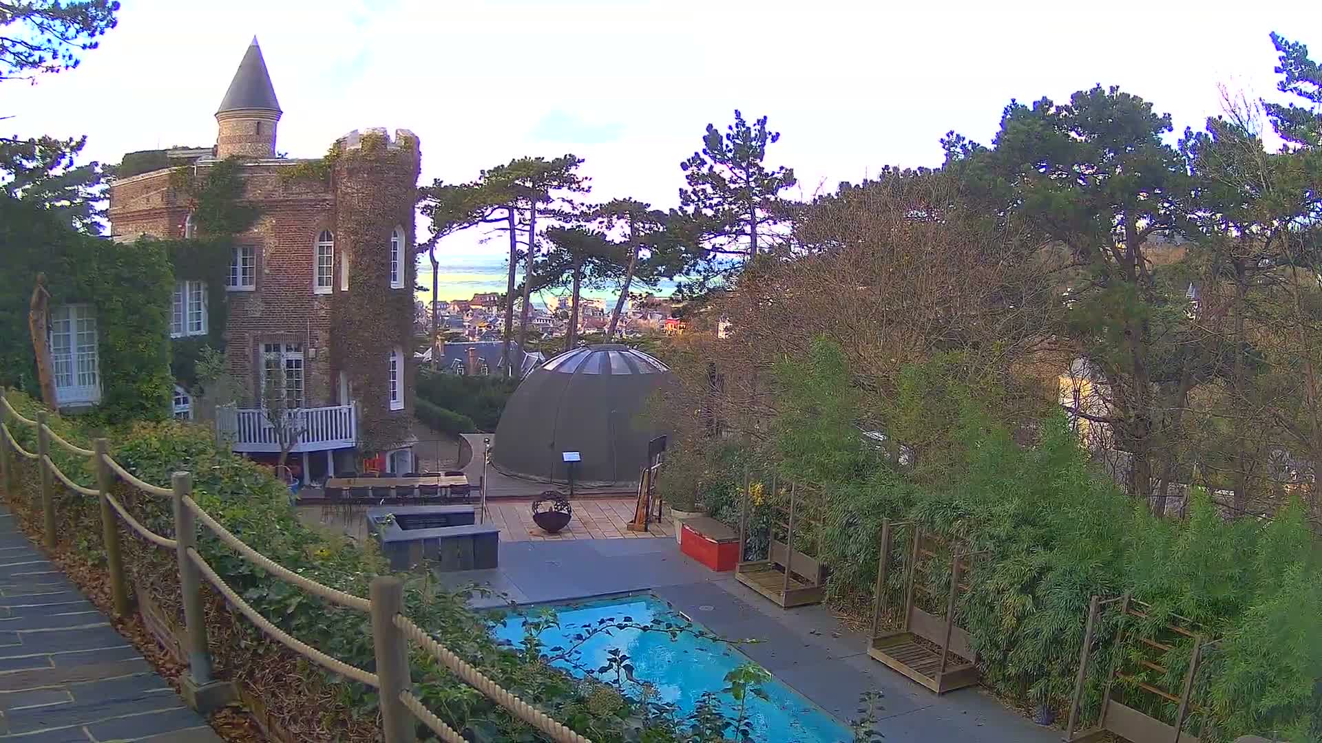 Etretat Commune Silhouette from  Le Domaine Saint-Clair Live Cam - Etretat, Le Havre, Seine-Maritime, Normandie, France