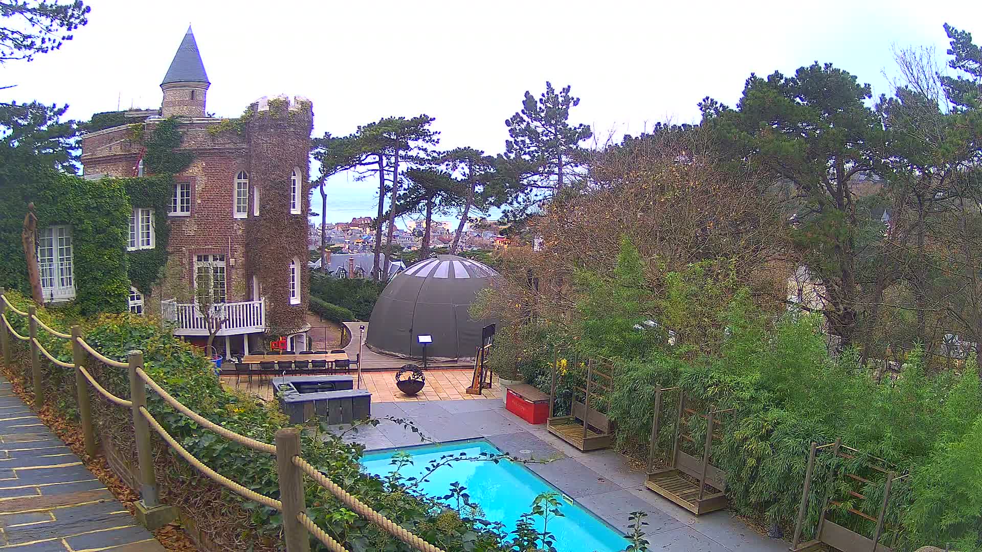 Etretat Commune Silhouette from  Le Domaine Saint-Clair Live Cam - Etretat, Le Havre, Seine-Maritime, Normandie, France