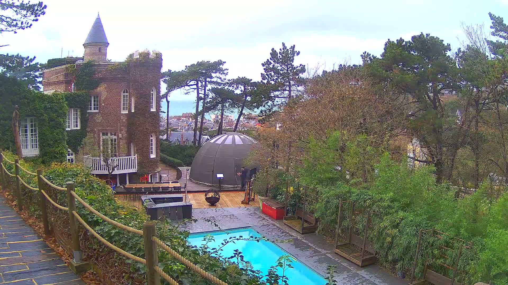 Etretat Commune Silhouette from  Le Domaine Saint-Clair Live Cam - Etretat, Le Havre, Seine-Maritime, Normandie, France