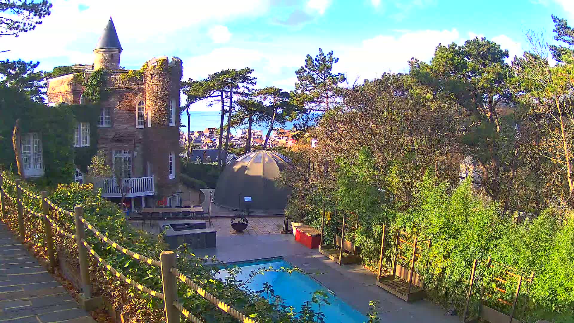 Etretat Commune Silhouette from  Le Domaine Saint-Clair Live Cam - Etretat, Le Havre, Seine-Maritime, Normandie, France