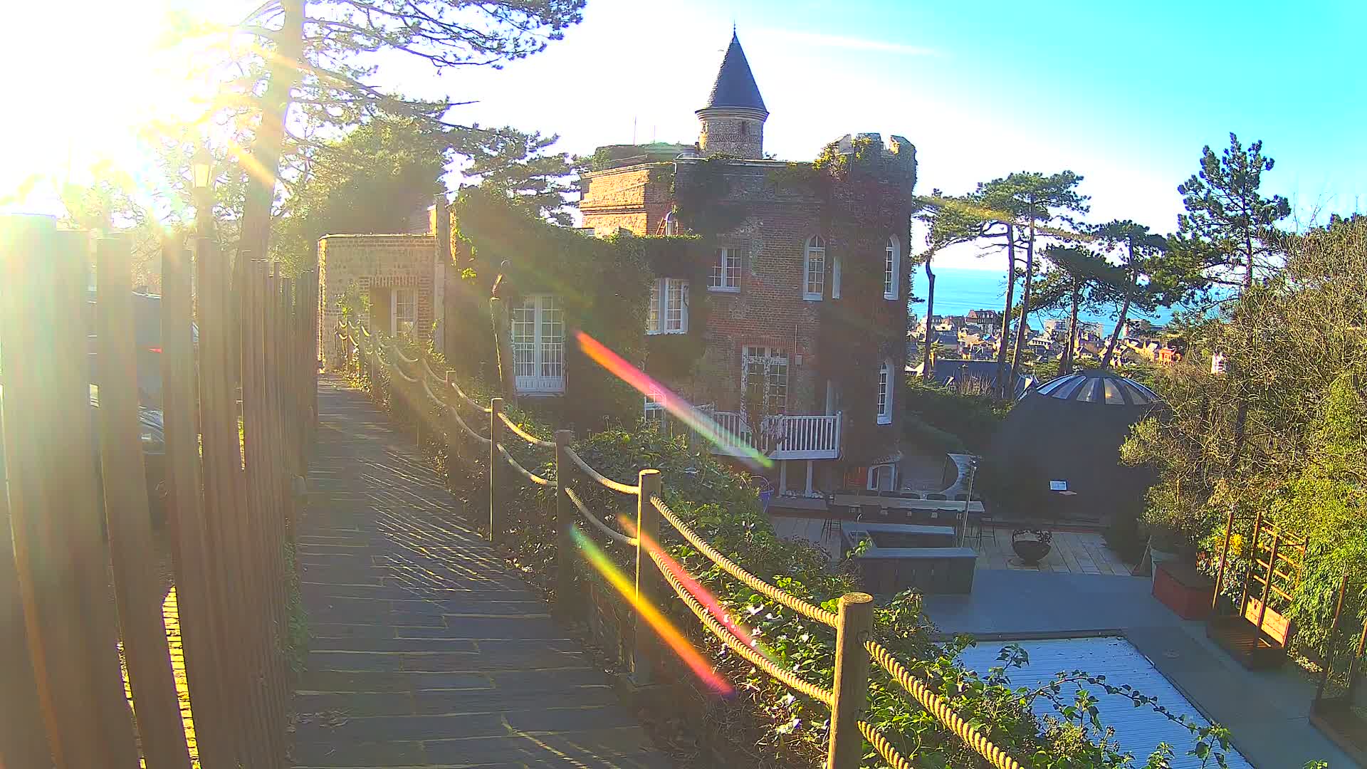 Etretat Commune Silhouette from  Le Domaine Saint-Clair Live Cam - Etretat, Le Havre, Seine-Maritime, Normandie, France