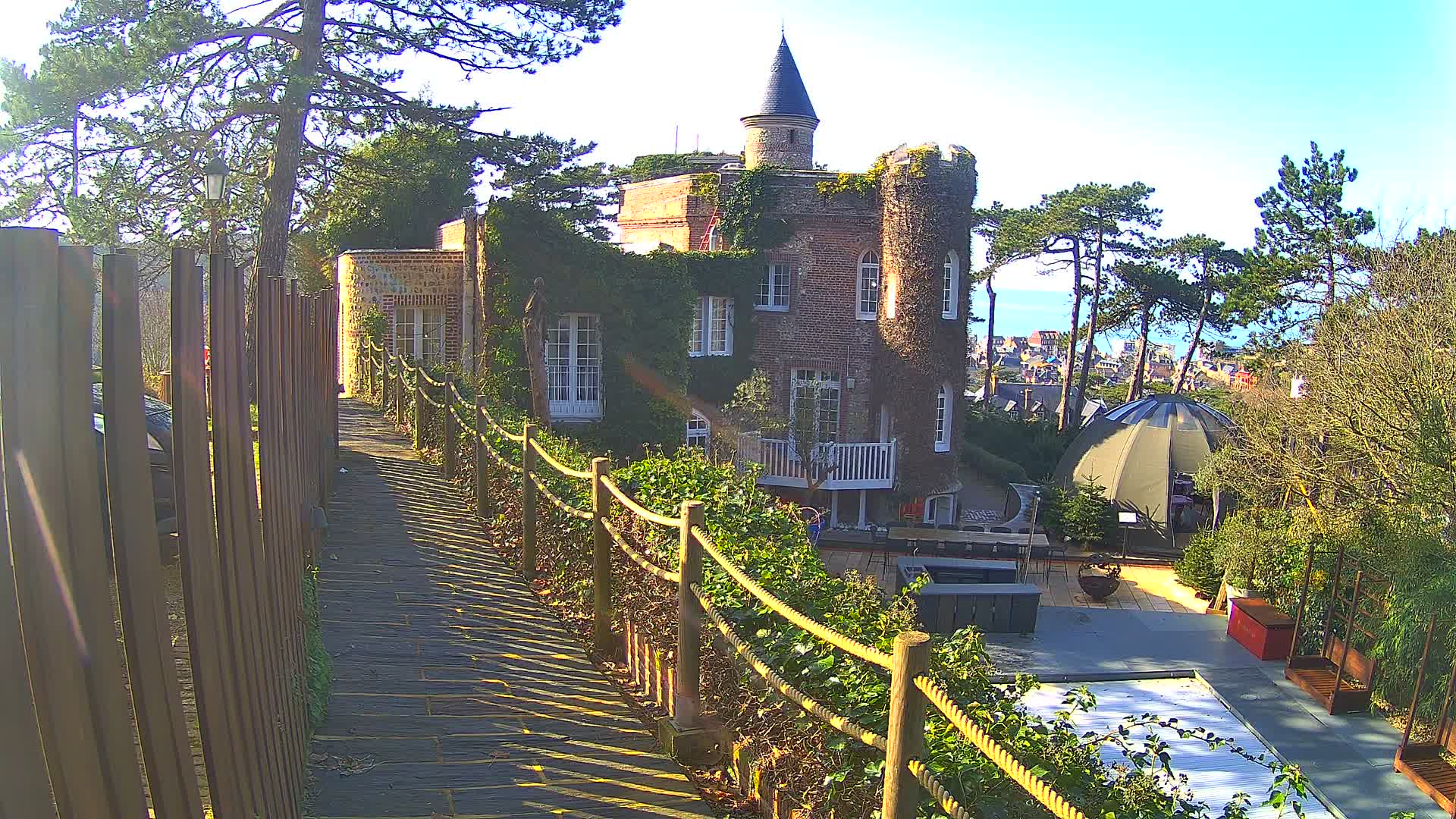Etretat Commune Silhouette from  Le Domaine Saint-Clair Live Cam - Etretat, Le Havre, Seine-Maritime, Normandie, France