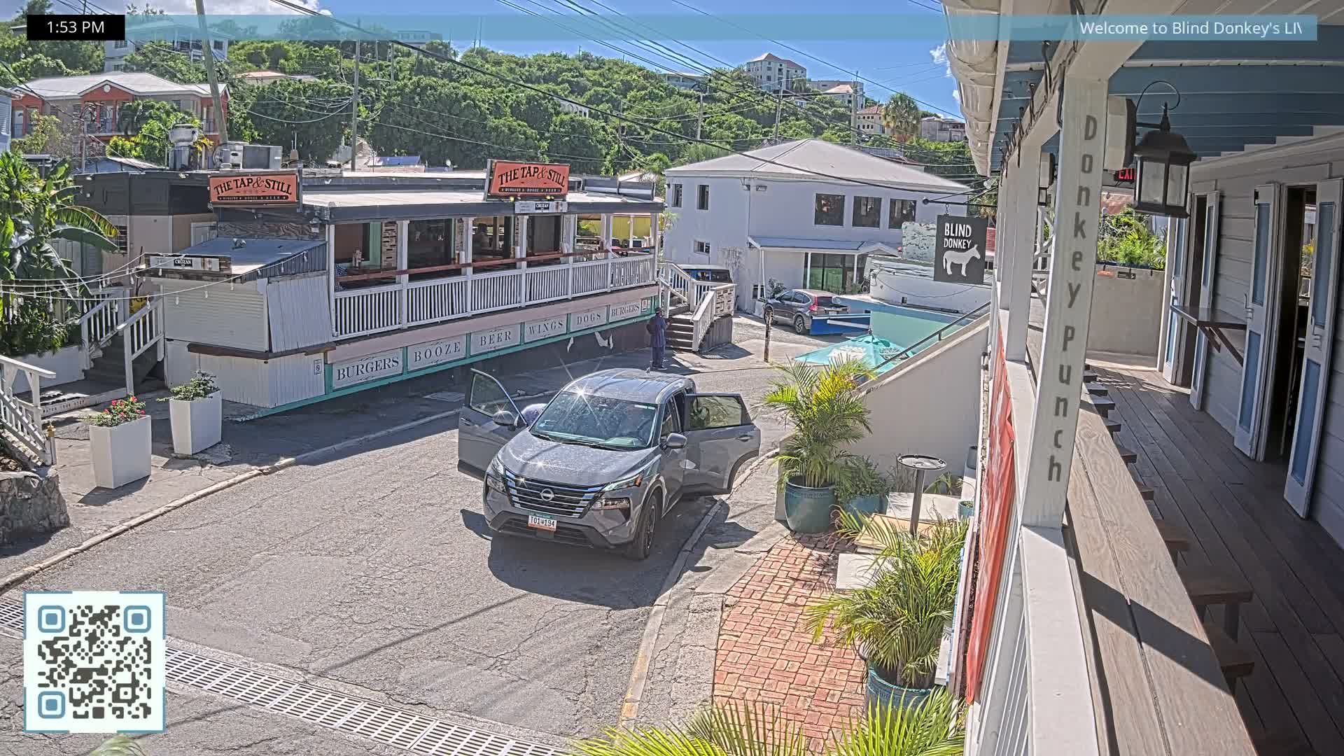 St. John, Cruz Bay Prince Street (Pridsens Gade) from Blind Donkey Live Cam - Cruz Bay, St. John, United States Virgin Islands, USA