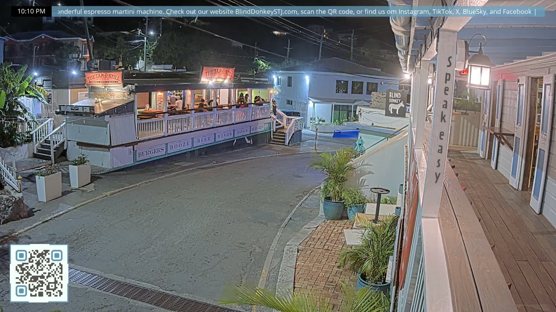 St. John, Cruz Bay Prince Street (Pridsens Gade) from Blind Donkey Live Cam - Cruz Bay, St. John, United States Virgin Islands, USA