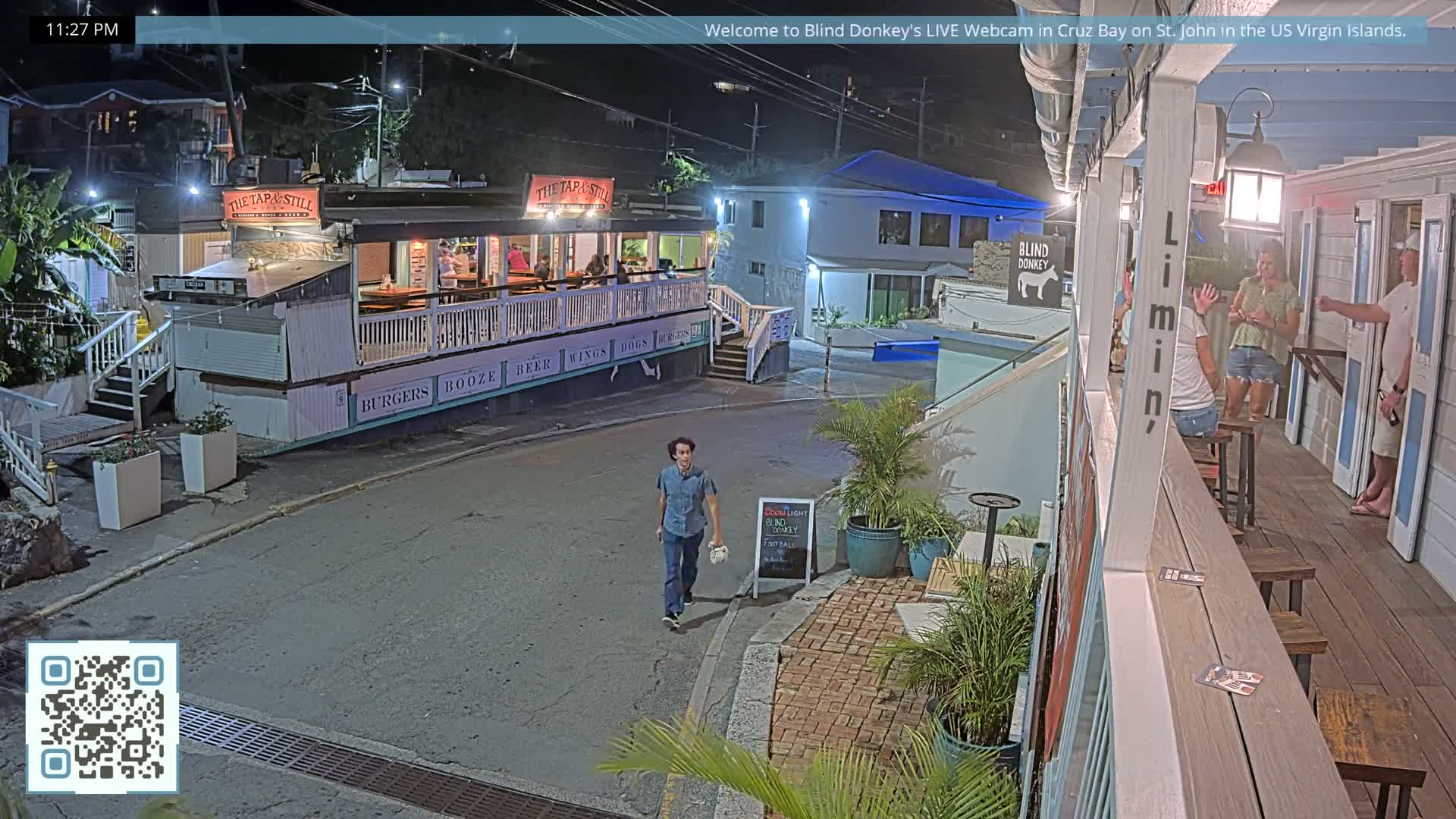 St. John, Cruz Bay Prince Street (Pridsens Gade) from Blind Donkey Live Cam - Cruz Bay, St. John, United States Virgin Islands, USA