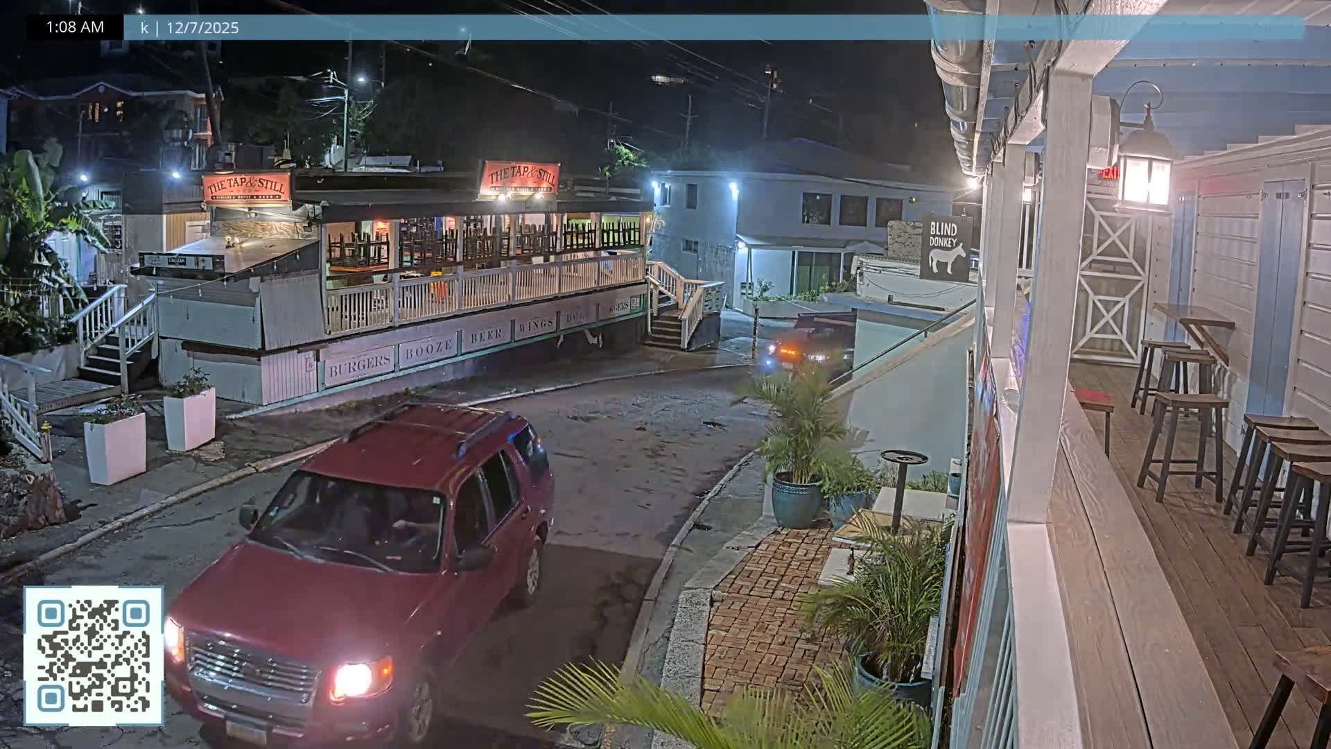 St. John, Cruz Bay Prince Street (Pridsens Gade) from Blind Donkey Live Cam - Cruz Bay, St. John, United States Virgin Islands, USA