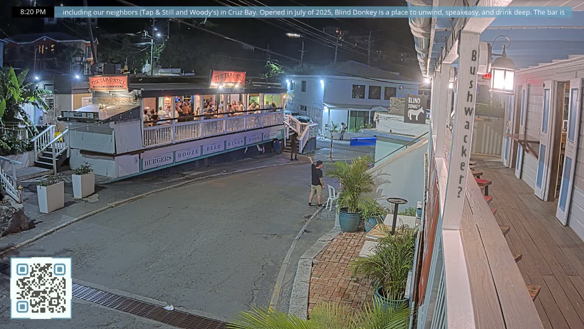 St. John, Cruz Bay Prince Street (Pridsens Gade) from Blind Donkey Live Cam - Cruz Bay, St. John, United States Virgin Islands, USA