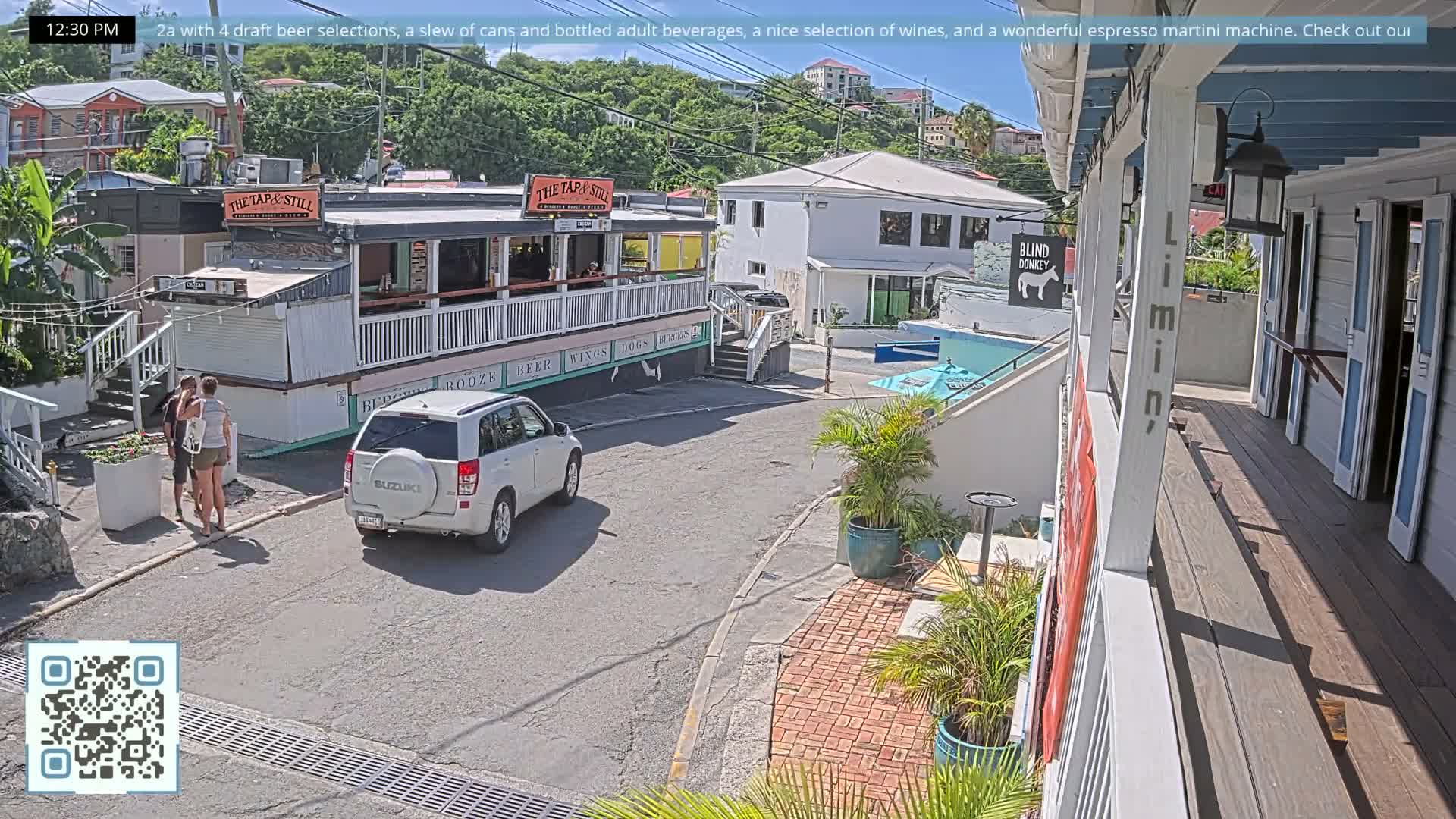 St. John, Cruz Bay Prince Street (Pridsens Gade) from Blind Donkey Live Cam - Cruz Bay, St. John, United States Virgin Islands, USA