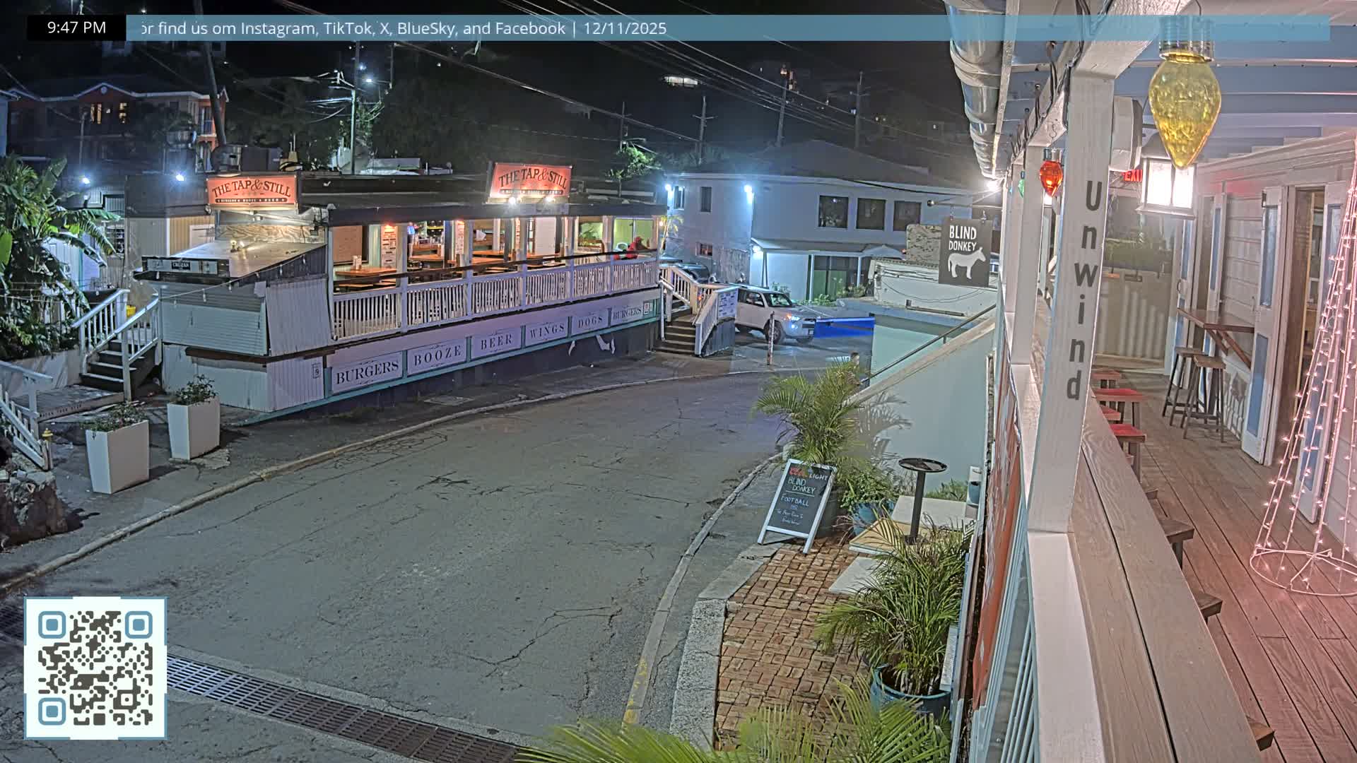 St. John, Cruz Bay Prince Street (Pridsens Gade) from Blind Donkey Live Cam - Cruz Bay, St. John, United States Virgin Islands, USA