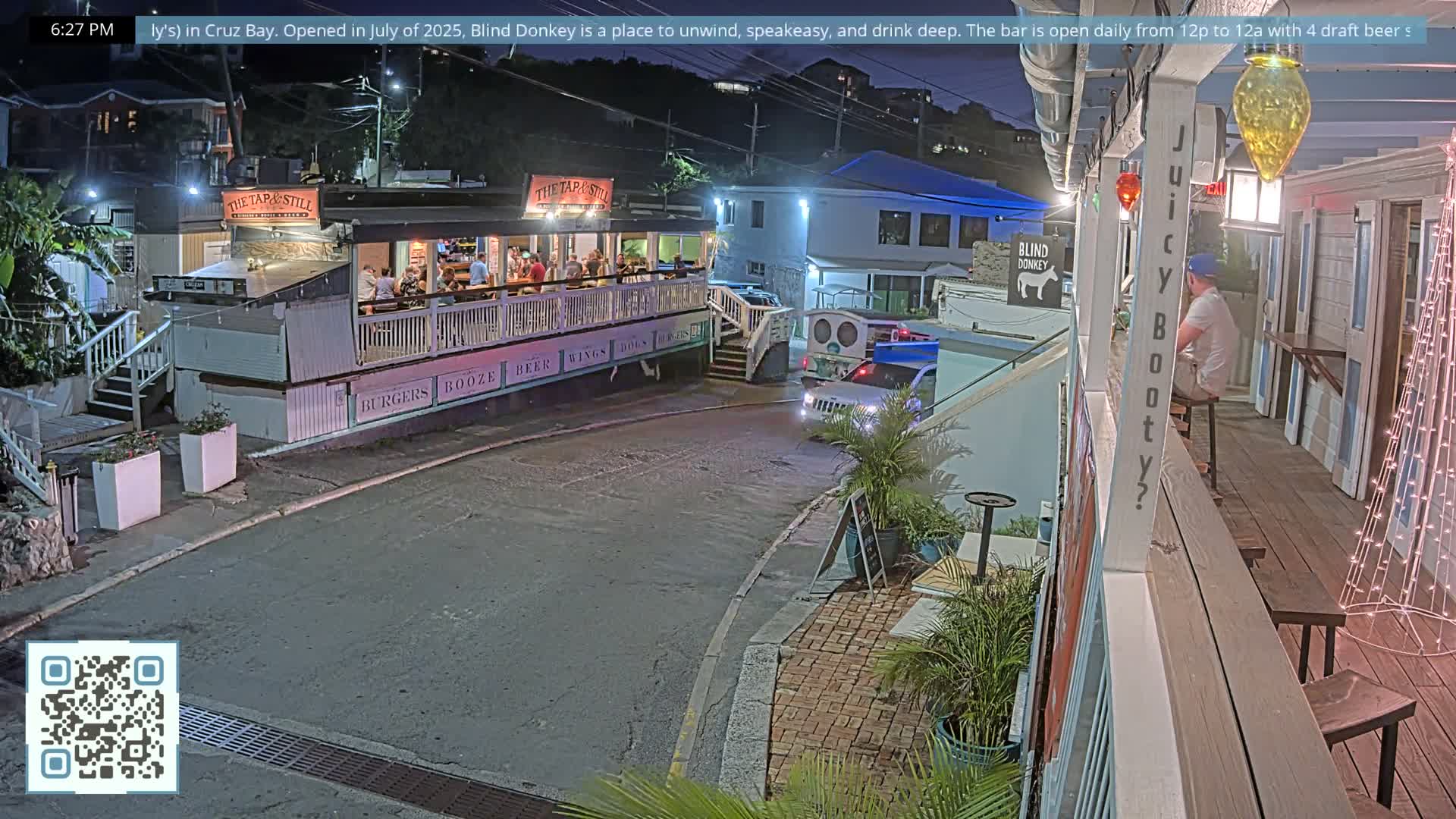St. John, Cruz Bay Prince Street (Pridsens Gade) from Blind Donkey Live Cam - Cruz Bay, St. John, United States Virgin Islands, USA