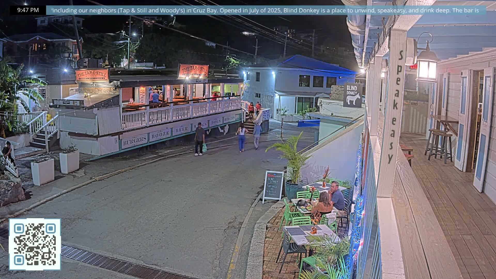 St. John, Cruz Bay Prince Street (Pridsens Gade) from Blind Donkey Live Cam - Cruz Bay, St. John, United States Virgin Islands, USA