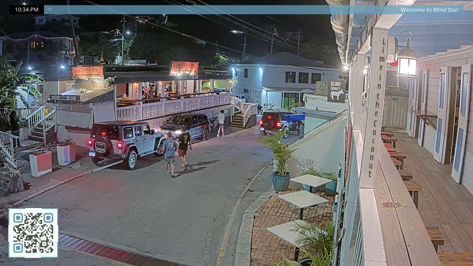 St. John, Cruz Bay Prince Street (Pridsens Gade) from Blind Donkey Live Cam - Cruz Bay, St. John, United States Virgin Islands, USA
