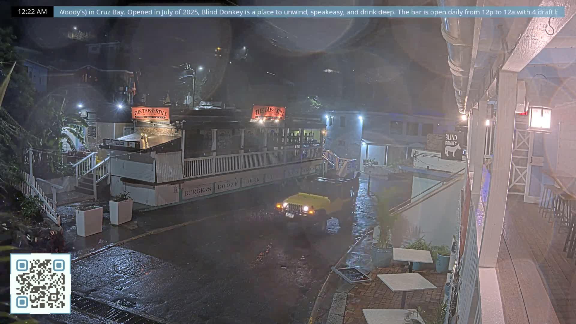 St. John, Cruz Bay Prince Street (Pridsens Gade) from Blind Donkey Live Cam - Cruz Bay, St. John, United States Virgin Islands, USA