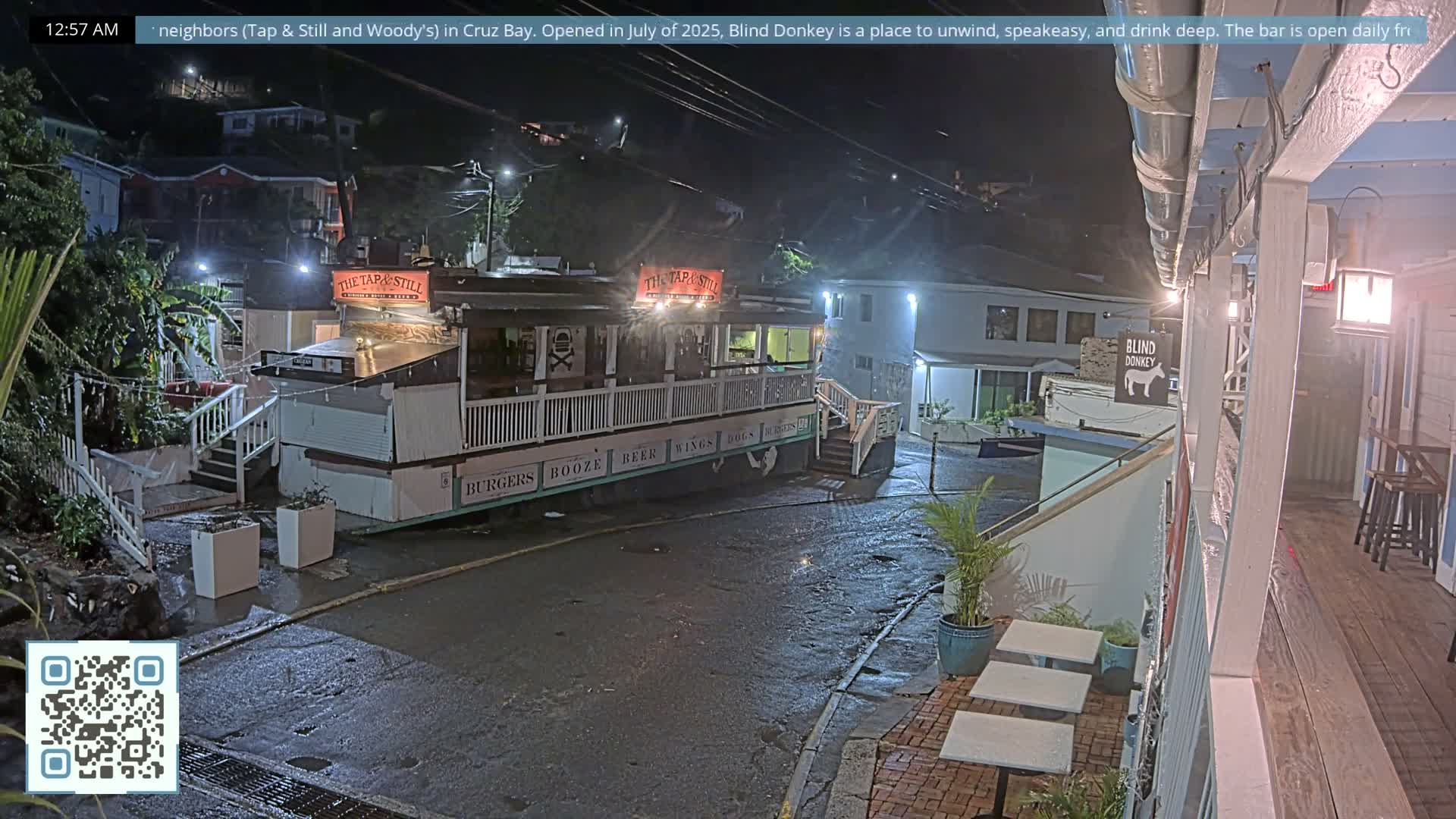 St. John, Cruz Bay Prince Street (Pridsens Gade) from Blind Donkey Live Cam - Cruz Bay, St. John, United States Virgin Islands, USA