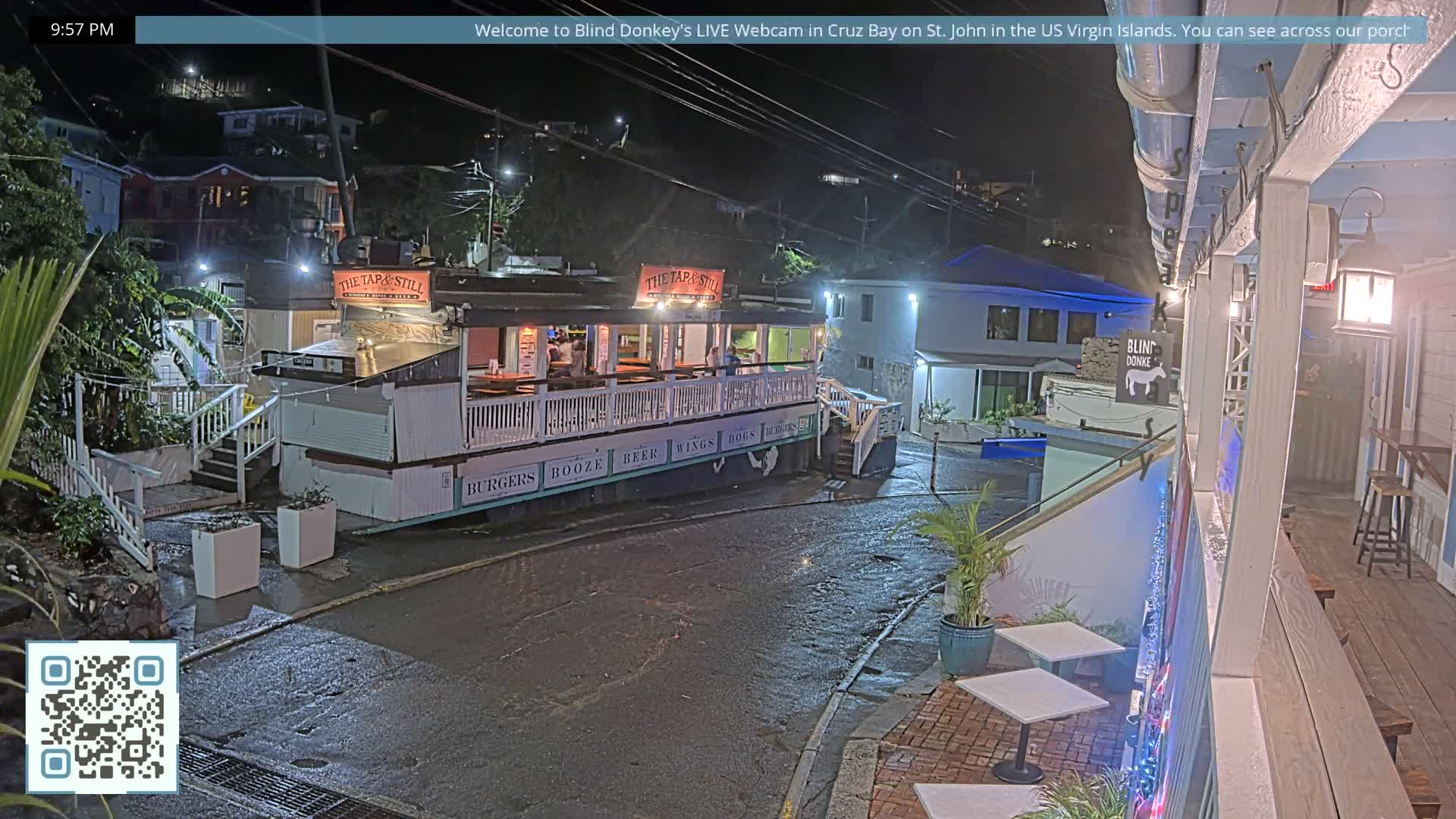 St. John, Cruz Bay Prince Street (Pridsens Gade) from Blind Donkey Live Cam - Cruz Bay, St. John, United States Virgin Islands, USA