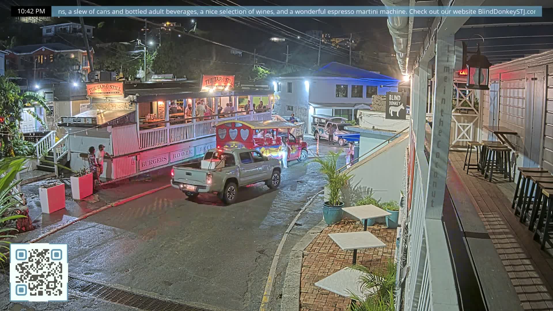 St. John, Cruz Bay Prince Street (Pridsens Gade) from Blind Donkey Live Cam - Cruz Bay, St. John, United States Virgin Islands, USA