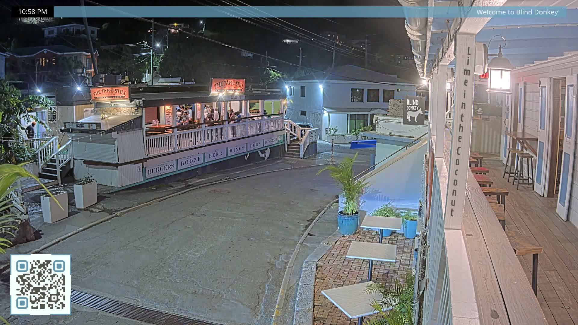St. John, Cruz Bay Prince Street (Pridsens Gade) from Blind Donkey Live Cam - Cruz Bay, St. John, United States Virgin Islands, USA
