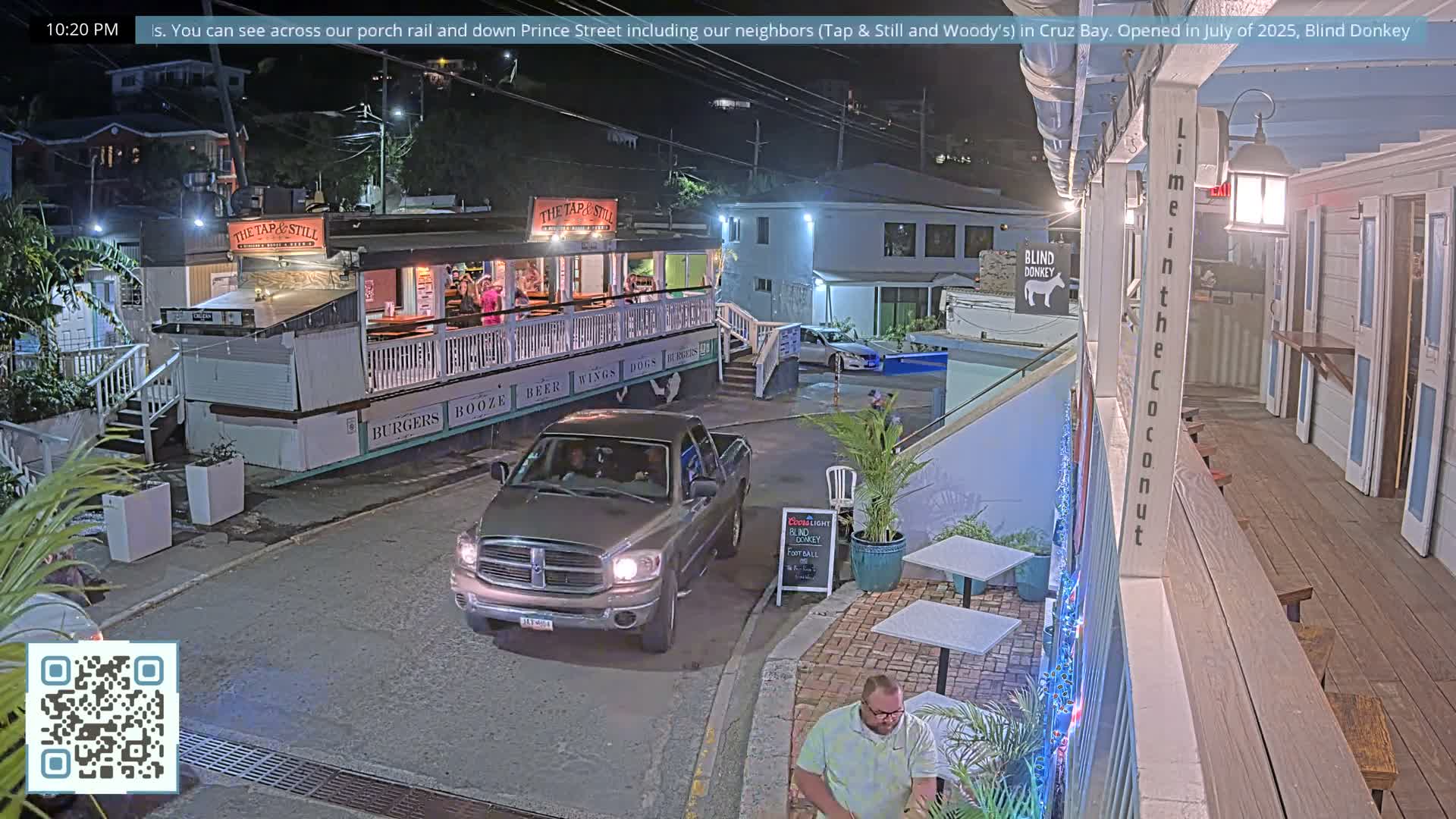 St. John, Cruz Bay Prince Street (Pridsens Gade) from Blind Donkey Live Cam - Cruz Bay, St. John, United States Virgin Islands, USA