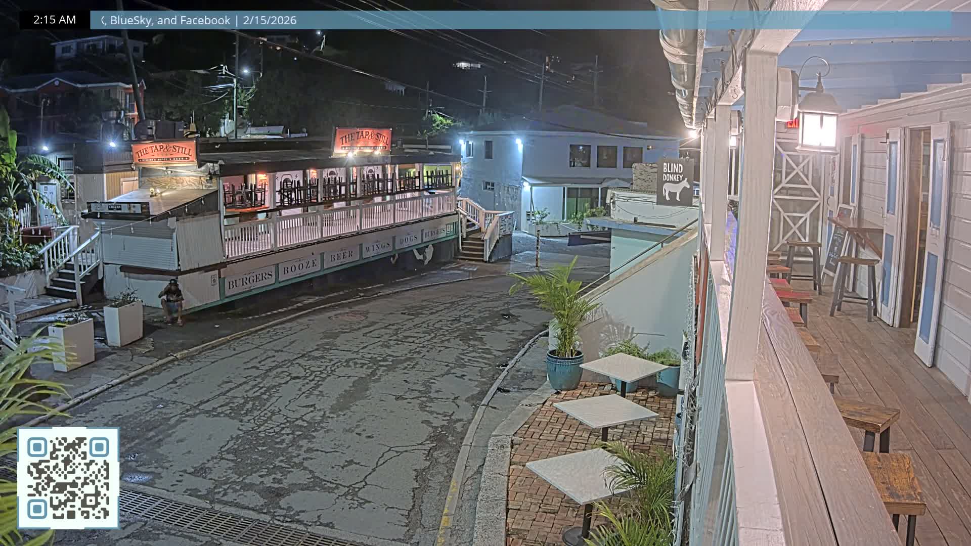 St. John, Cruz Bay Prince Street (Pridsens Gade) from Blind Donkey Live Cam - Cruz Bay, St. John, United States Virgin Islands, USA