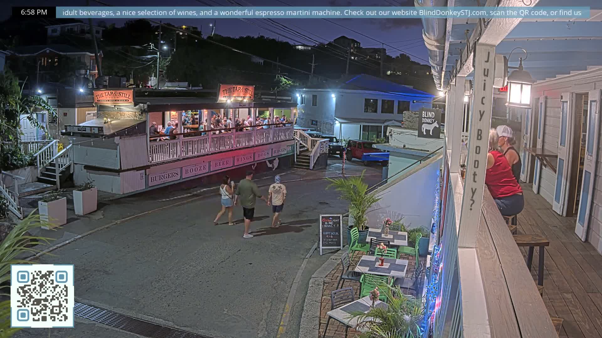 St. John, Cruz Bay Prince Street (Pridsens Gade) from Blind Donkey Live Cam - Cruz Bay, St. John, United States Virgin Islands, USA