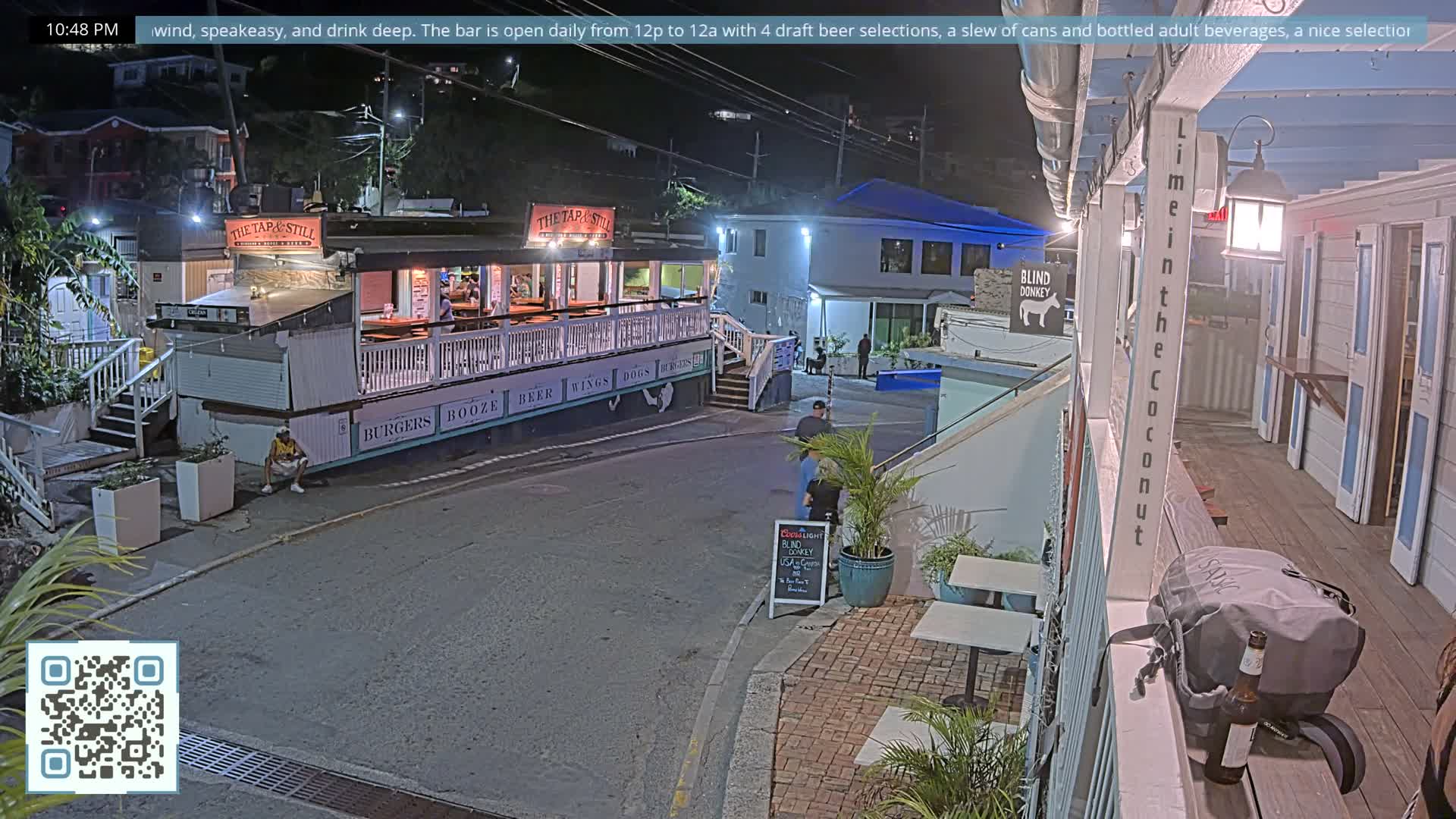 St. John, Cruz Bay Prince Street (Pridsens Gade) from Blind Donkey Live Cam - Cruz Bay, St. John, United States Virgin Islands, USA