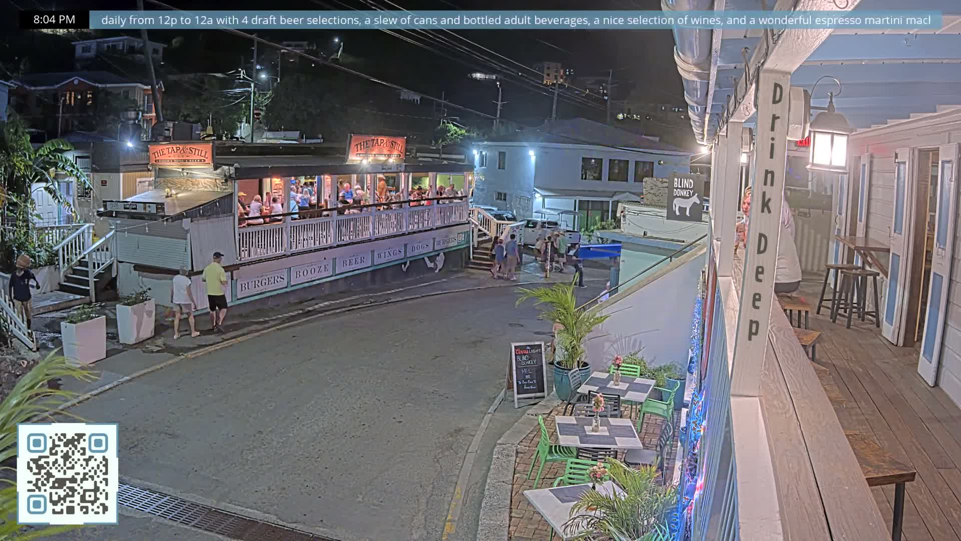 St. John, Cruz Bay Prince Street (Pridsens Gade) from Blind Donkey Live Cam - Cruz Bay, St. John, United States Virgin Islands, USA