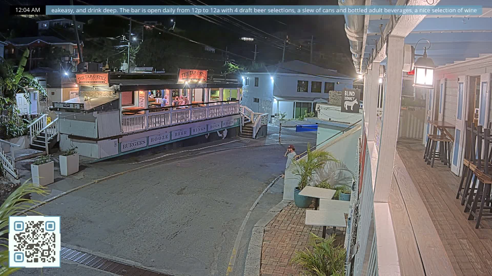 St. John, Cruz Bay Prince Street (Pridsens Gade) from Blind Donkey Live Cam - Cruz Bay, St. John, United States Virgin Islands, USA