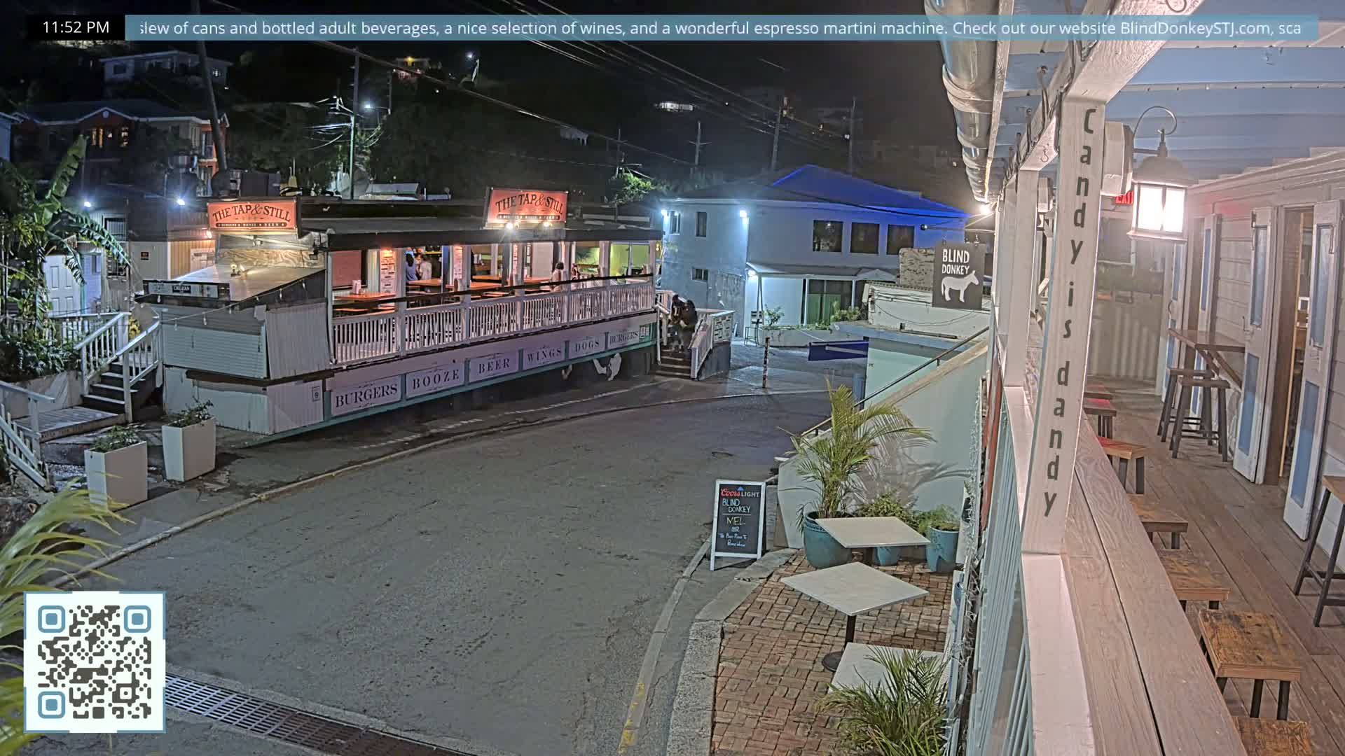St. John, Cruz Bay Prince Street (Pridsens Gade) from Blind Donkey Live Cam - Cruz Bay, St. John, United States Virgin Islands, USA