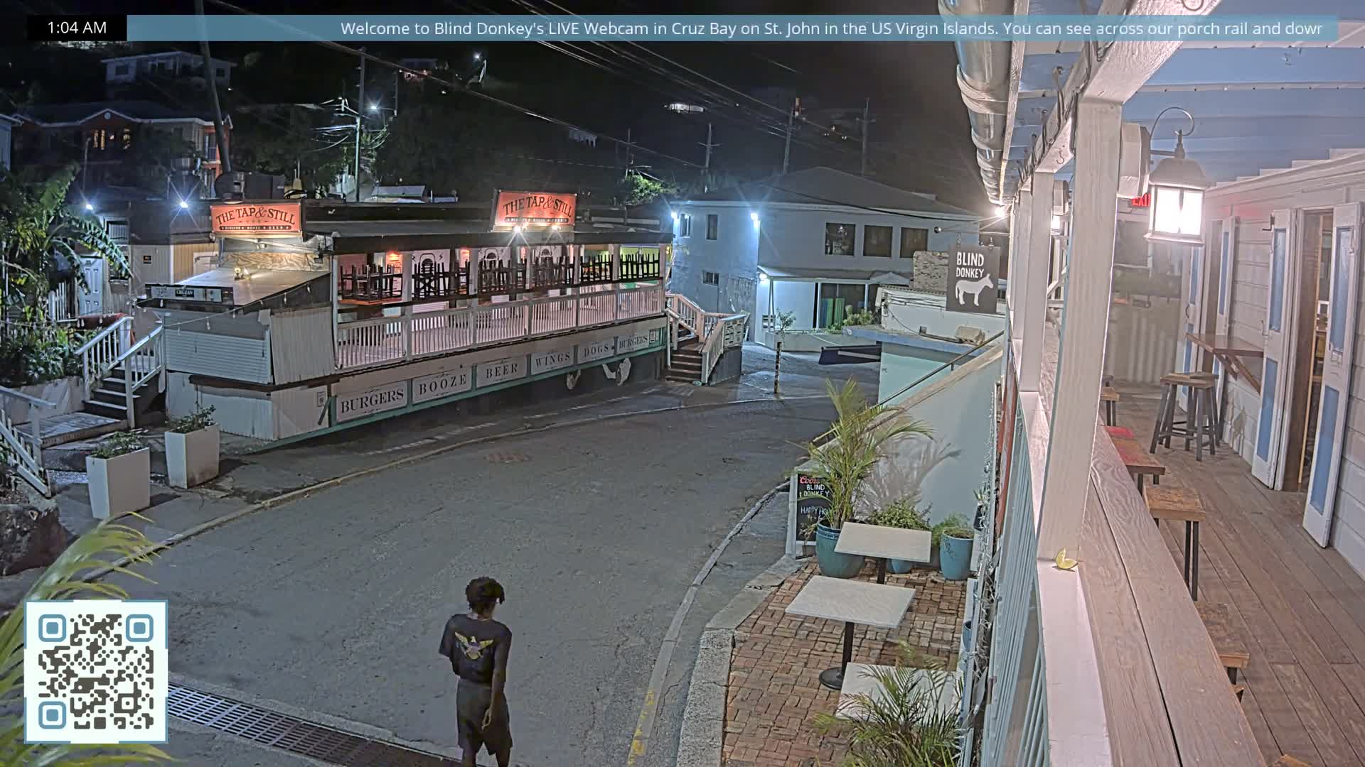St. John, Cruz Bay Prince Street (Pridsens Gade) from Blind Donkey Live Cam - Cruz Bay, St. John, United States Virgin Islands, USA