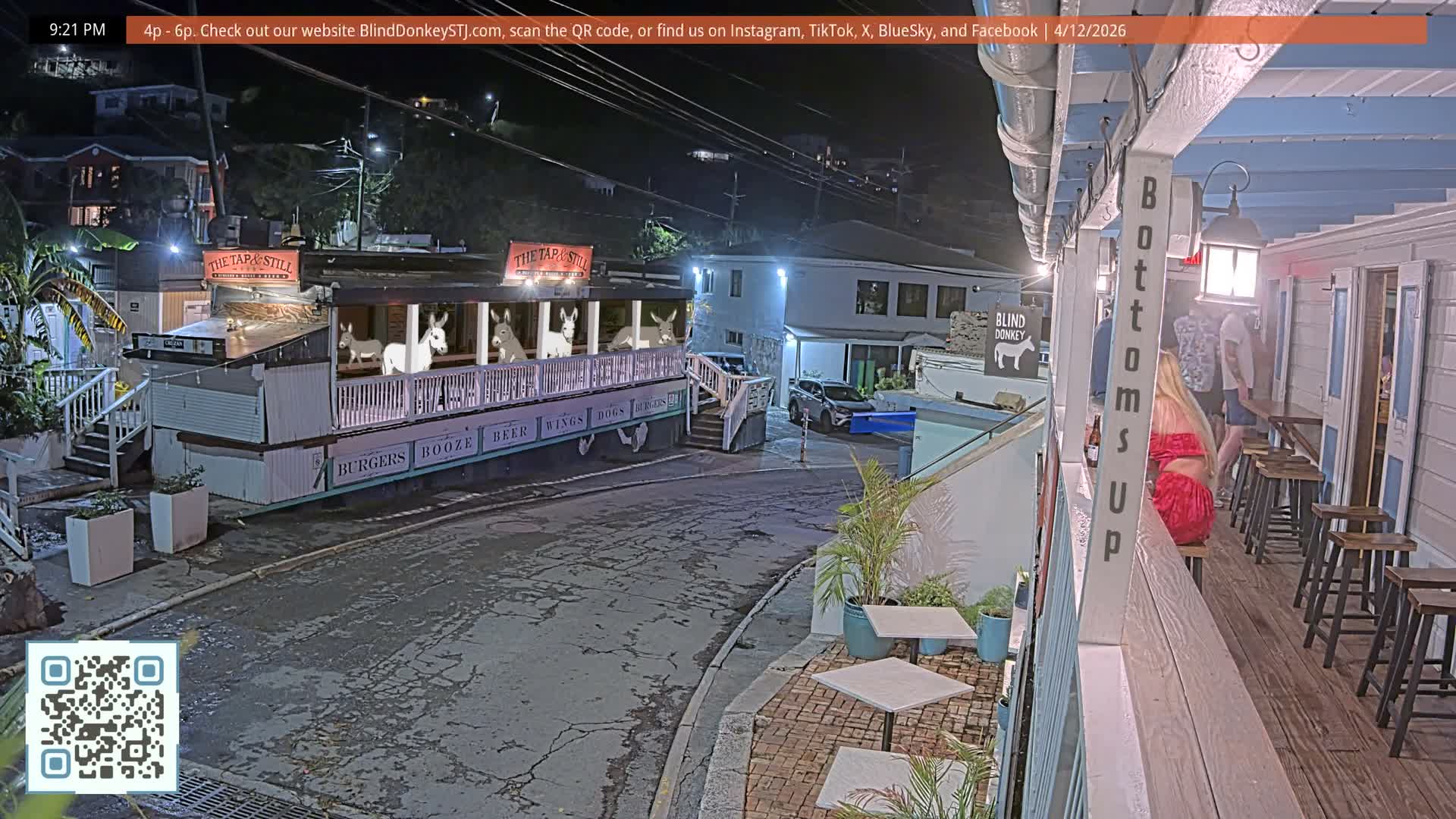 St. John, Cruz Bay Prince Street (Pridsens Gade) from Blind Donkey Live Cam - Cruz Bay, St. John, United States Virgin Islands, USA