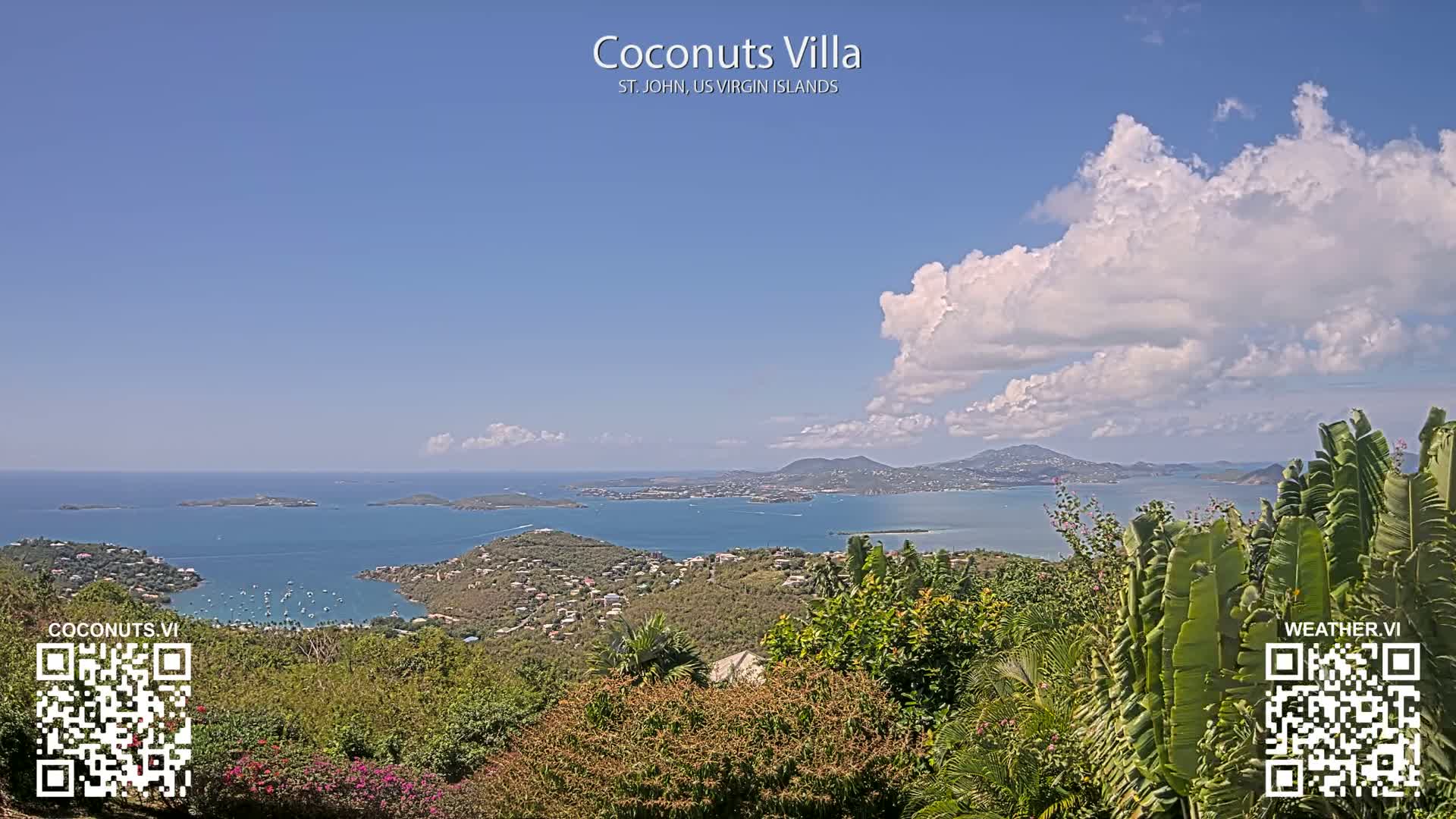 St. John, Cruz Bay St. Thomas Island View & Pillsbury Sound from Gift Hill Live Cam - Cruz Bay, St. John, United States Virgin Islands, USAGifft Hill, St. John, US Virgin Islands 2025-11-20 22:37