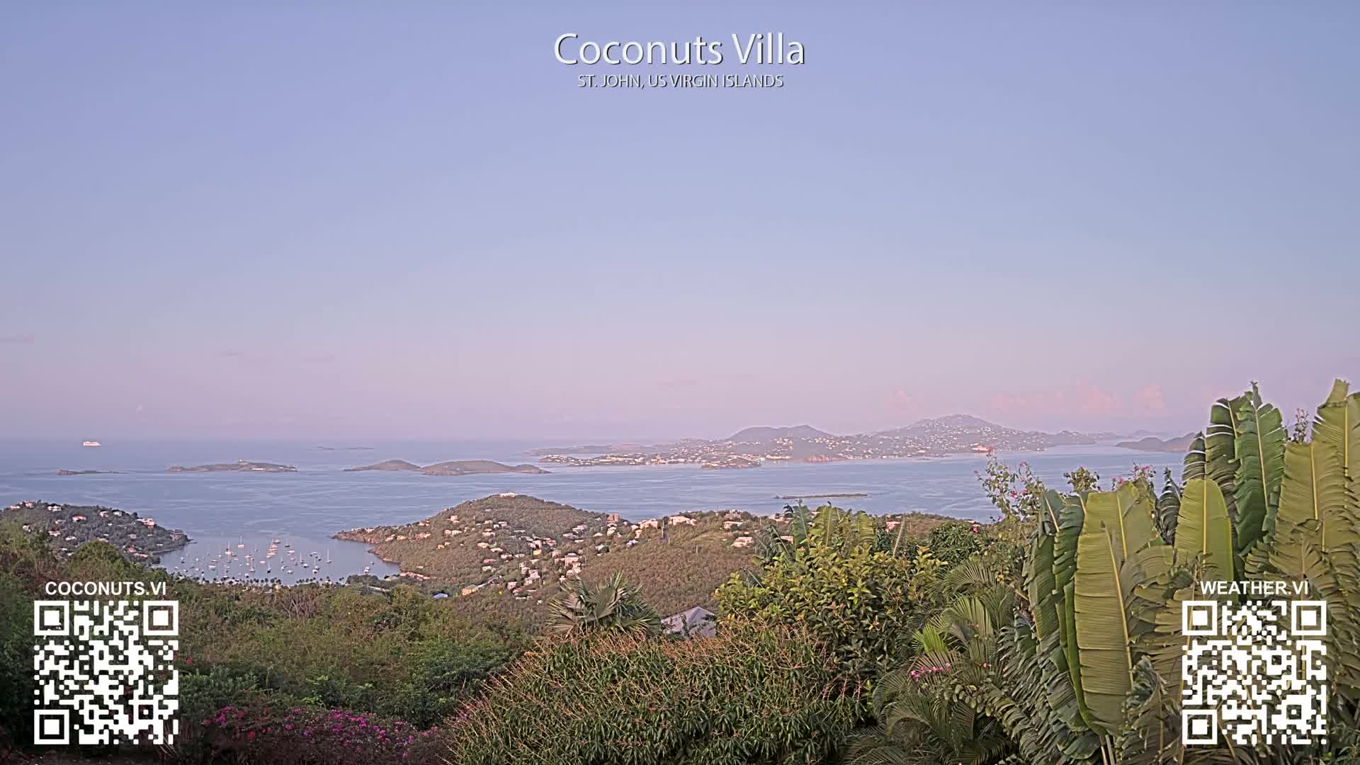 St. John, Cruz Bay St. Thomas Island View & Pillsbury Sound from Gift Hill Live Cam - Cruz Bay, St. John, United States Virgin Islands, USAGifft Hill, St. John, US Virgin Islands 2025-11-20 22:37