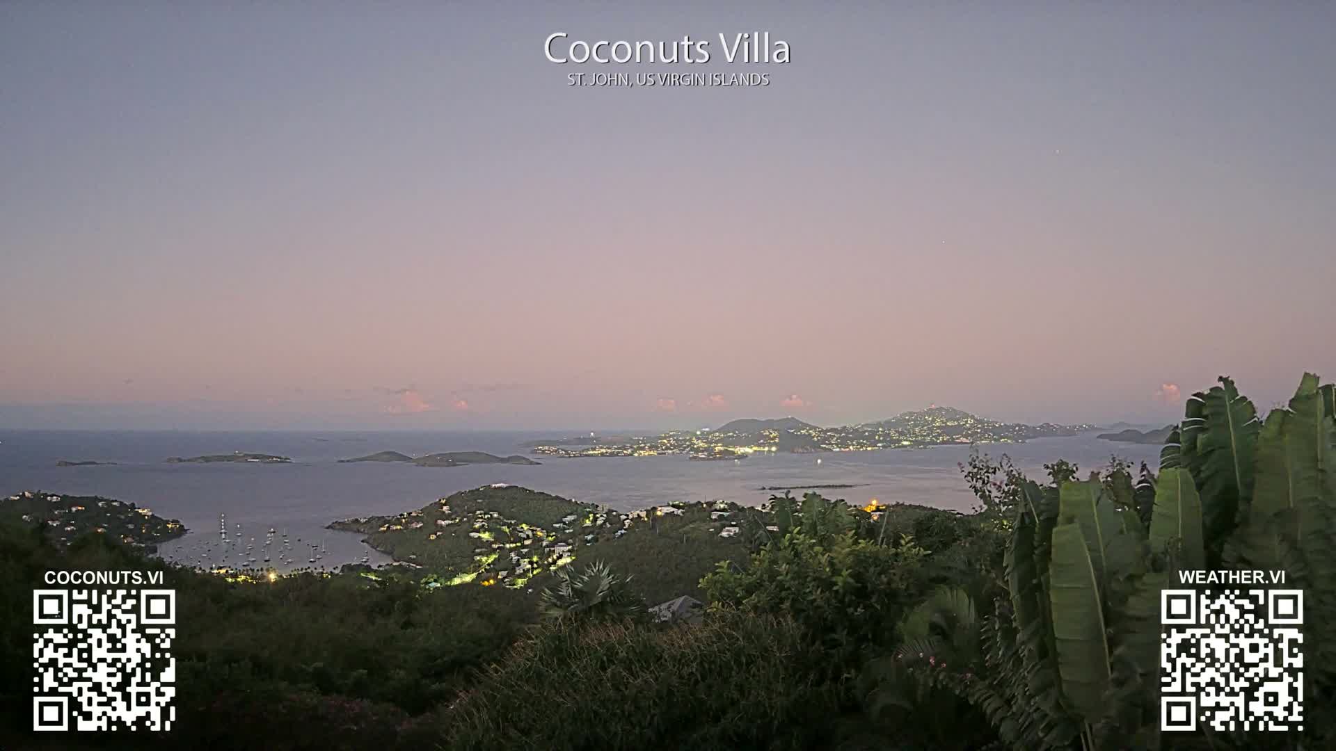St. John, Cruz Bay St. Thomas Island View & Pillsbury Sound from Gift Hill Live Cam - Cruz Bay, St. John, United States Virgin Islands, USAGifft Hill, St. John, US Virgin Islands 2025-11-20 22:37